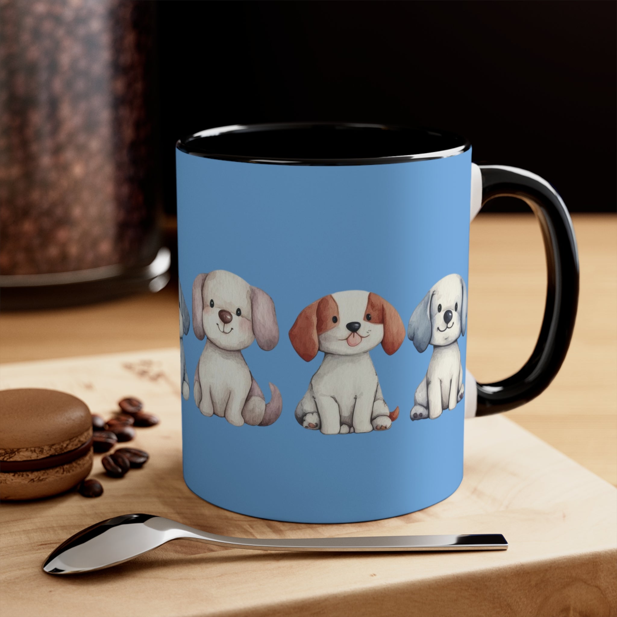 Cute Puppy Pattern Accent Mug — 11oz Colorful Dog Coffee Cup