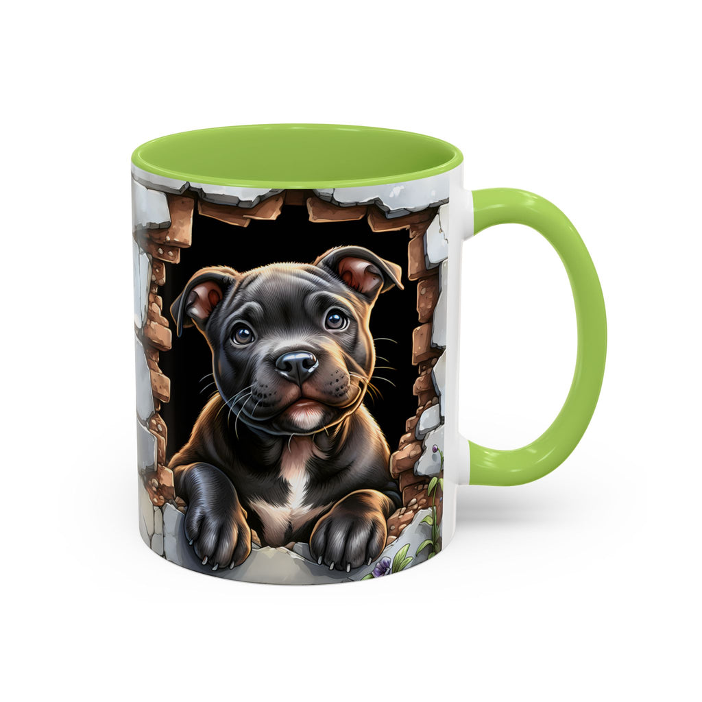 Pit Bull Puppy Peek Accent Coffee Mug – Cute Dog Lover Gift (11/15oz)