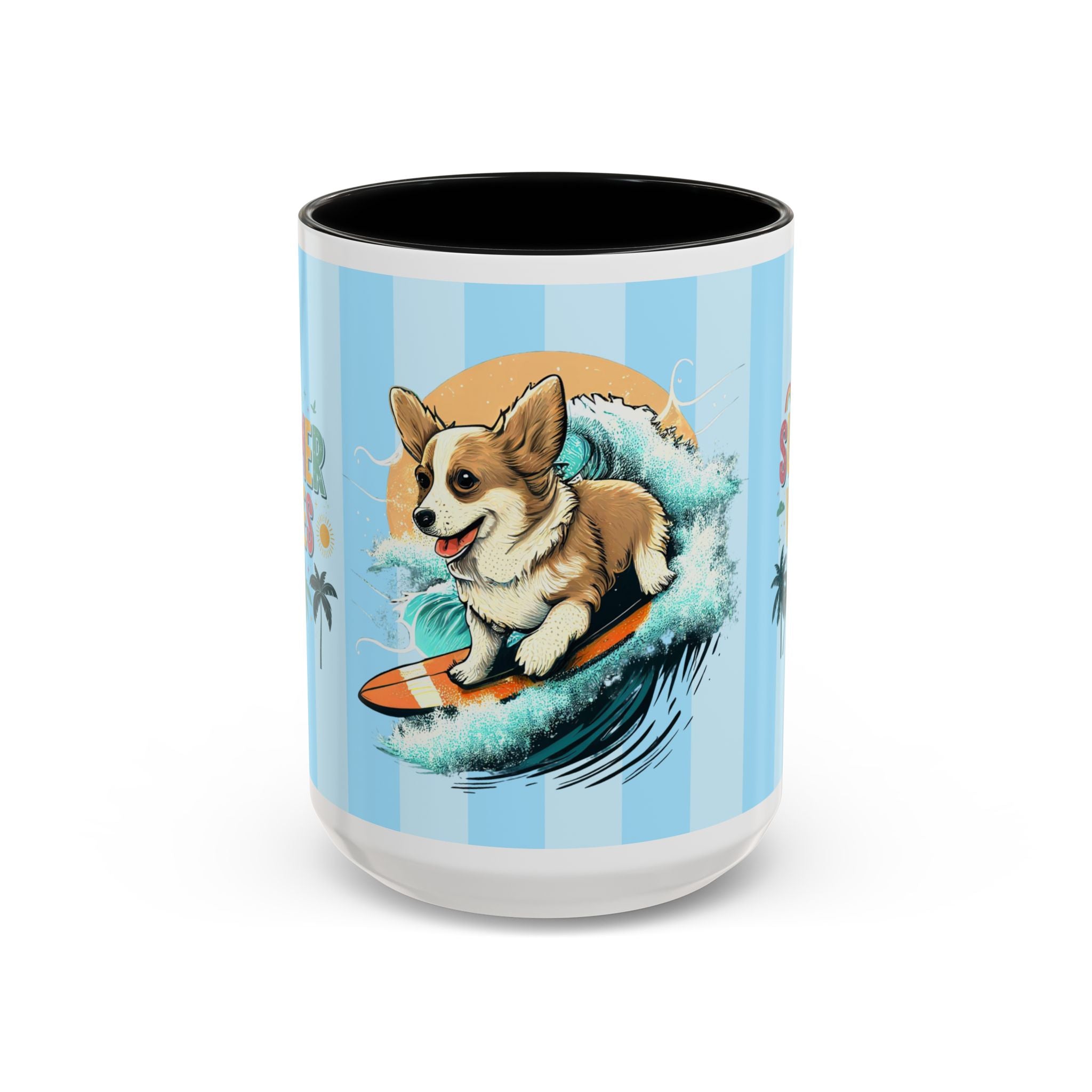 Summer Vibes Corgi Surf Coffee Mug — Cute Dog Lover Gift (11/15 oz)
