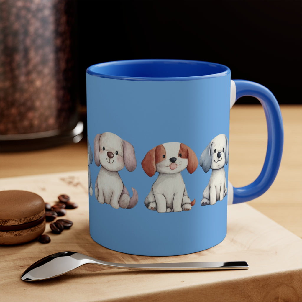 Cute Puppy Pattern Accent Mug — 11oz Colorful Dog Coffee Cup