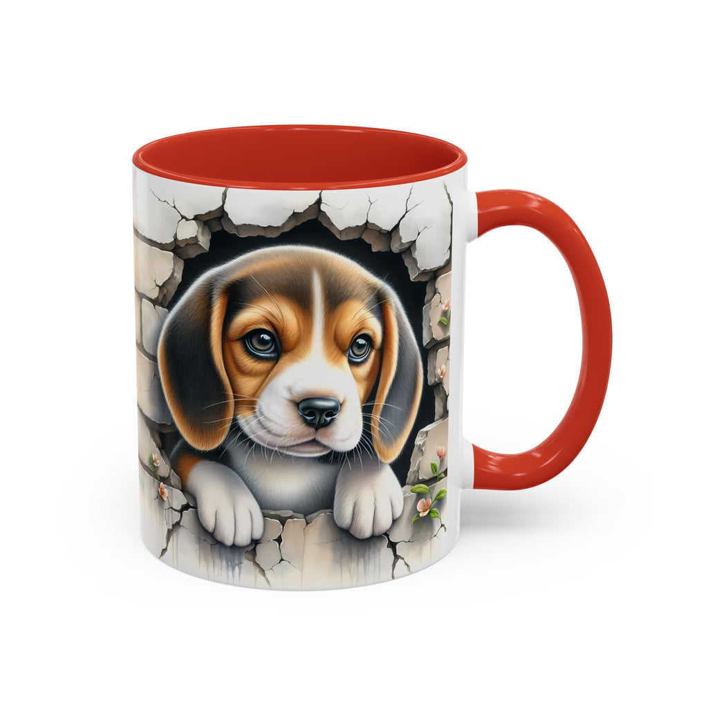 Beagle Puppy Peek Accent Coffee Mug – Cute Dog Gift (11/15 oz)