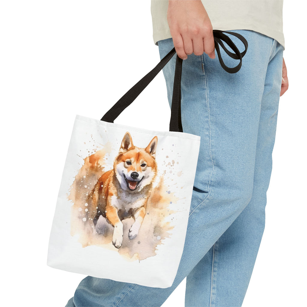 Shiba Inu Watercolor Tote Bag – Cute Running Dog All-Over Print
