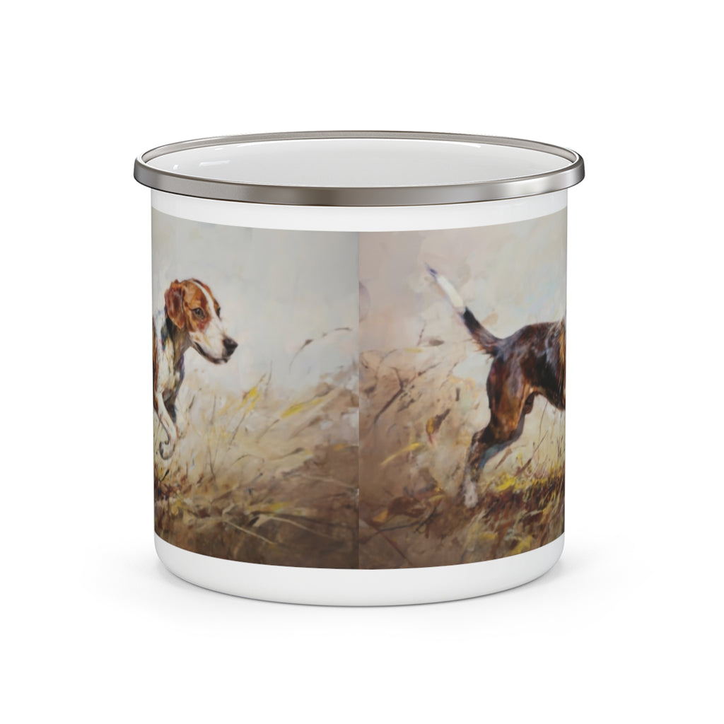 Enamel Mug — Vintage Hunting Dog Camp Coffee Cup