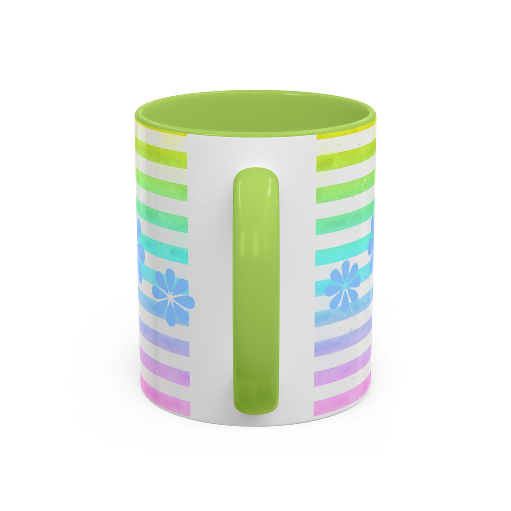 Maltese Dog Coffee Mug — Cute White Pup on Rainbow Stripes
