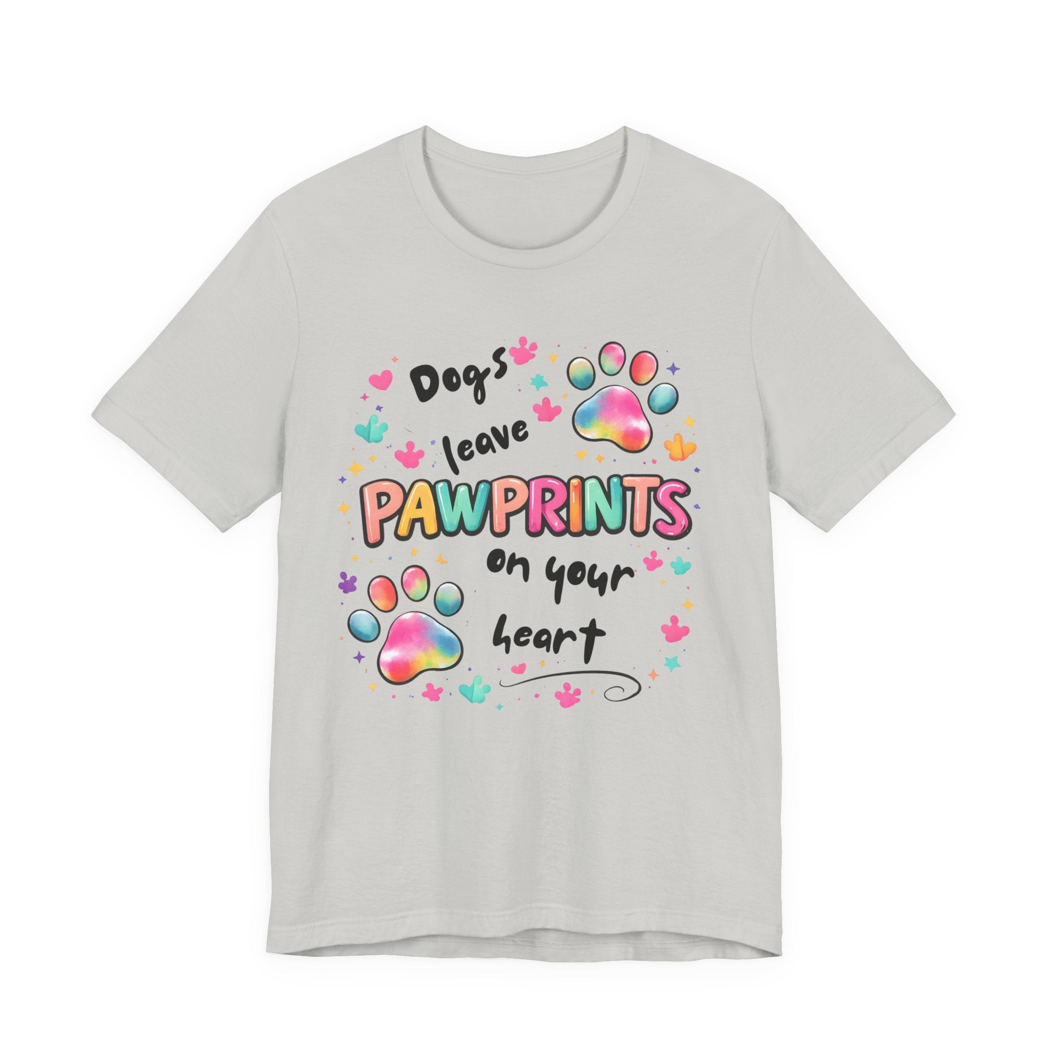 Pawprints on Your Heart T‑Shirt — Colorful Dog Paw Love Tee
