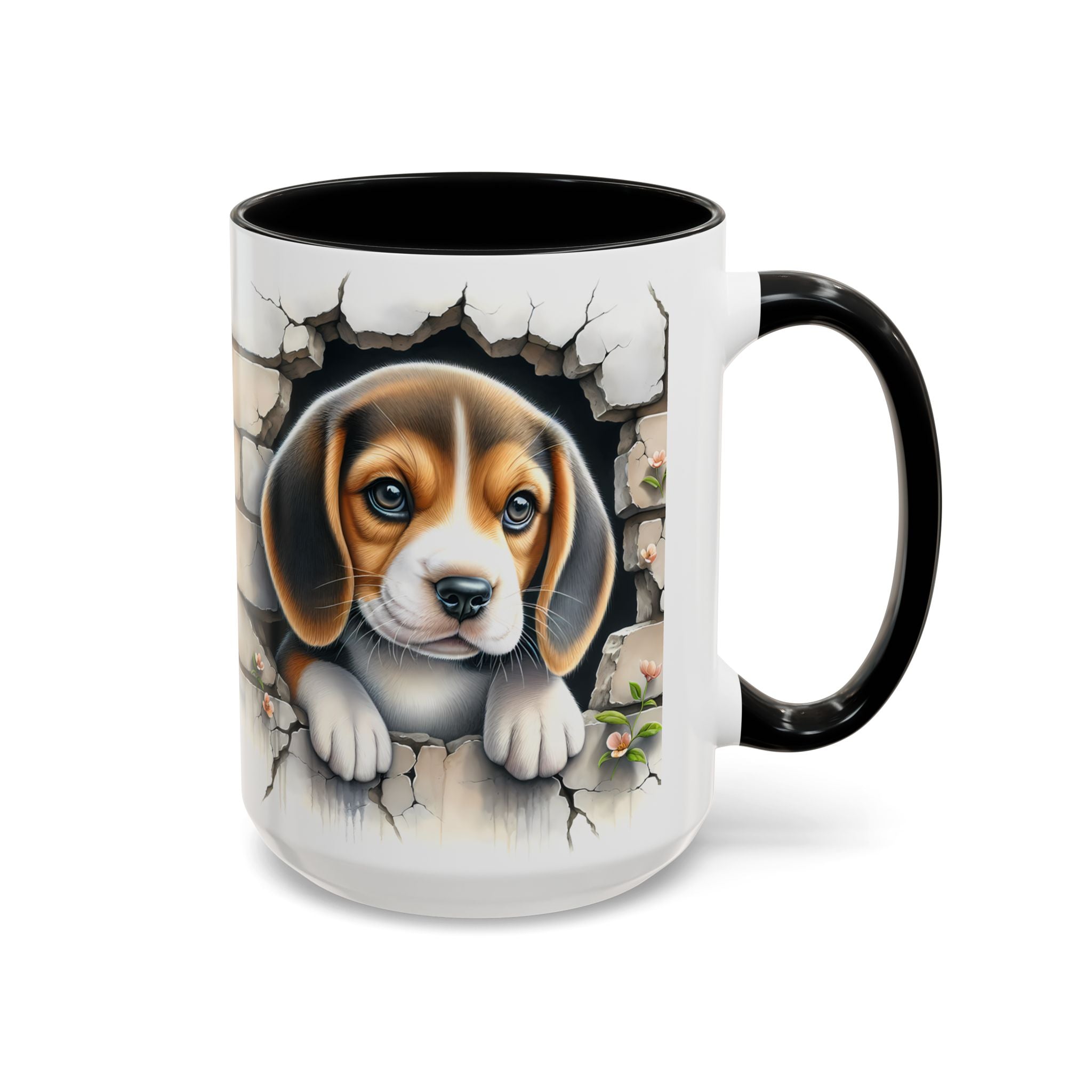 Beagle Puppy Peek Accent Coffee Mug – Cute Dog Gift (11/15 oz)