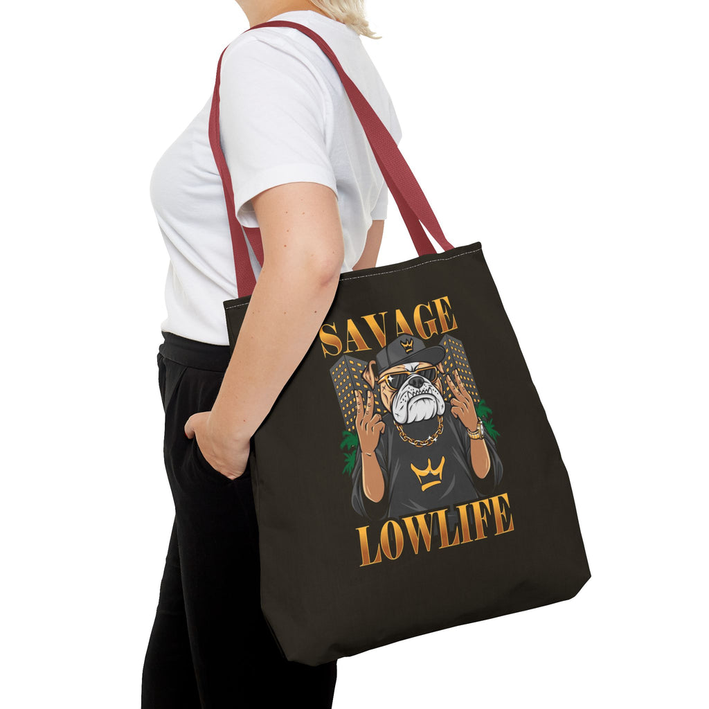 Savage Lowlife Graphic Tote Bag — Urban Bulldog Design, Streetwear Everyday Carry