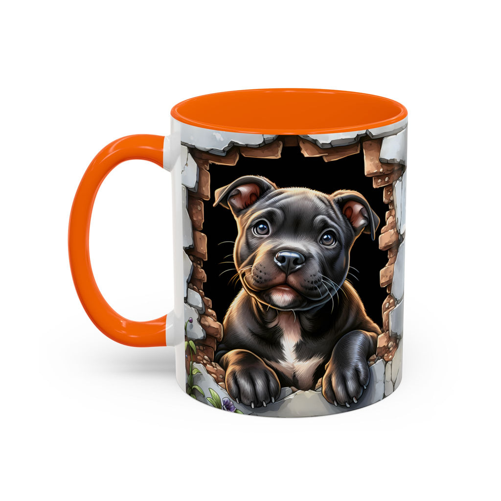 Pit Bull Puppy Peek Accent Coffee Mug – Cute Dog Lover Gift (11/15oz)