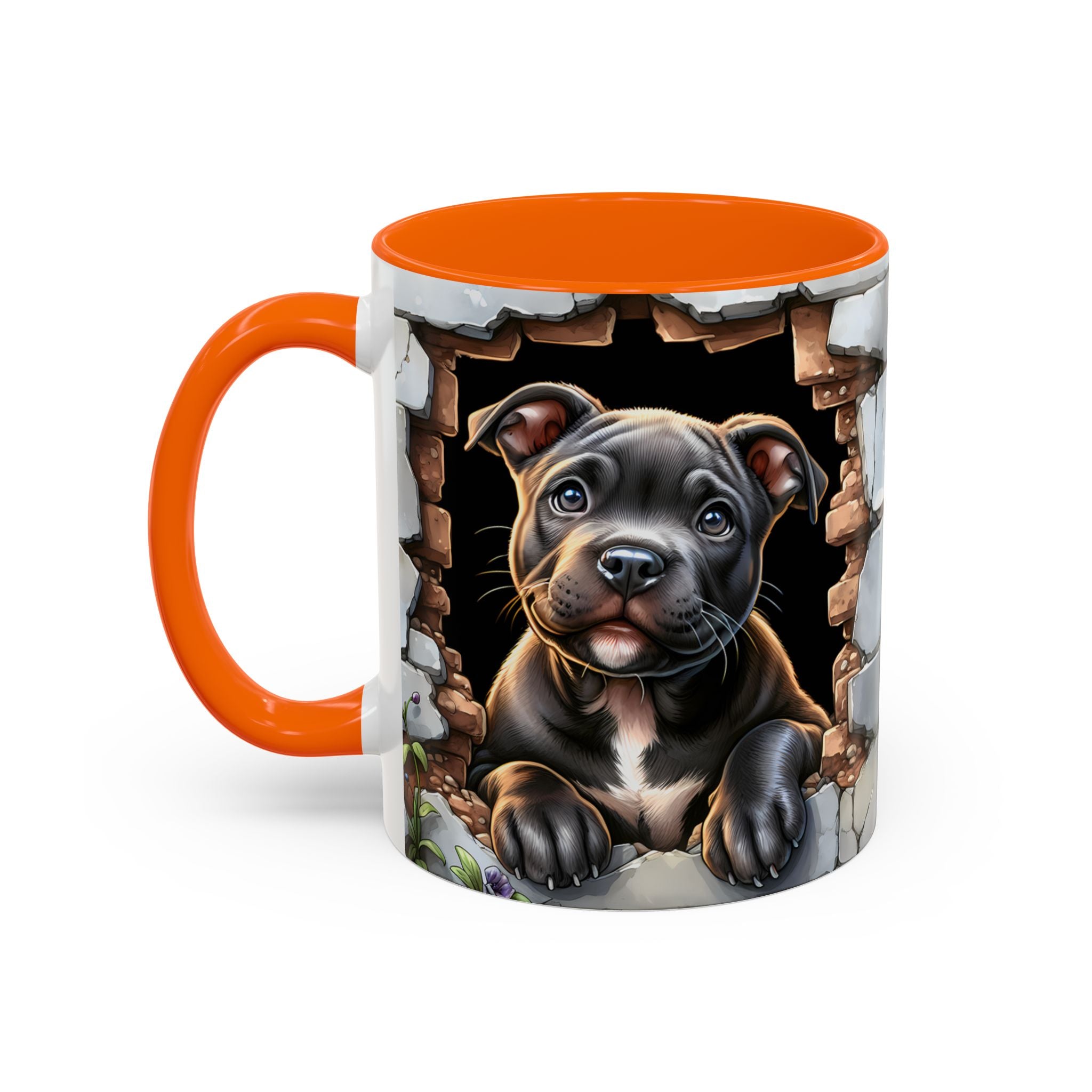Pit Bull Puppy Peek Accent Coffee Mug – Cute Dog Lover Gift (11/15oz)