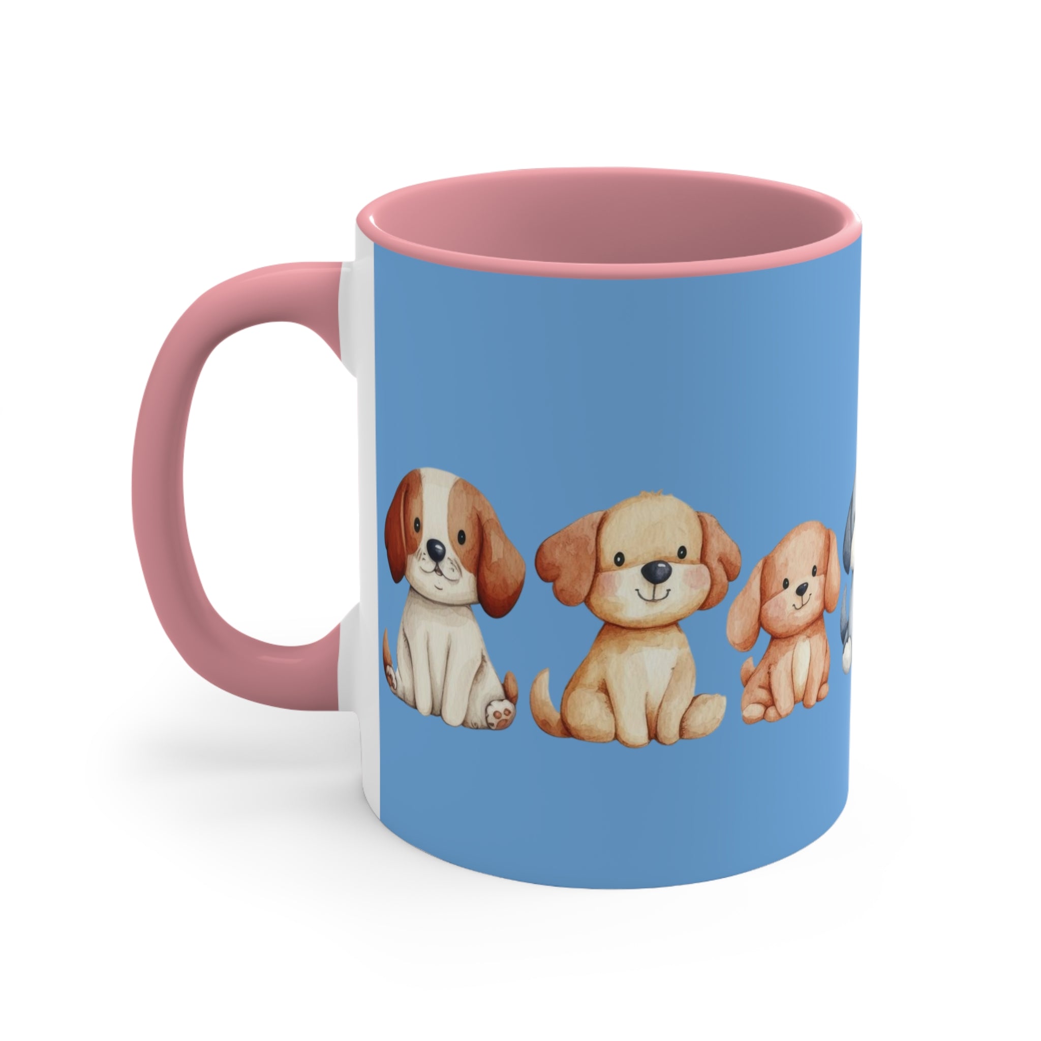 Cute Puppy Pattern Accent Mug — 11oz Colorful Dog Coffee Cup