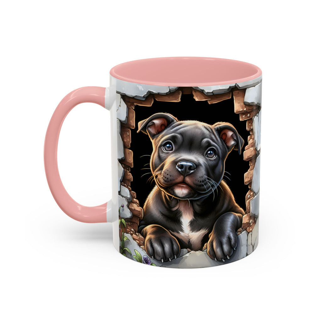Pit Bull Puppy Peek Accent Coffee Mug – Cute Dog Lover Gift (11/15oz)