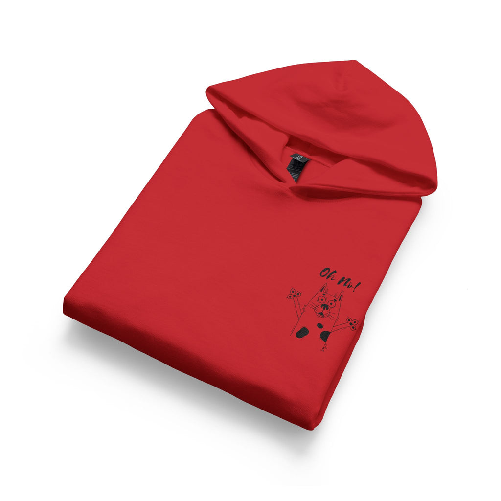Youth Hoodie — Cute Cartoon Dog Design with "Oh No" Pocket Graphic