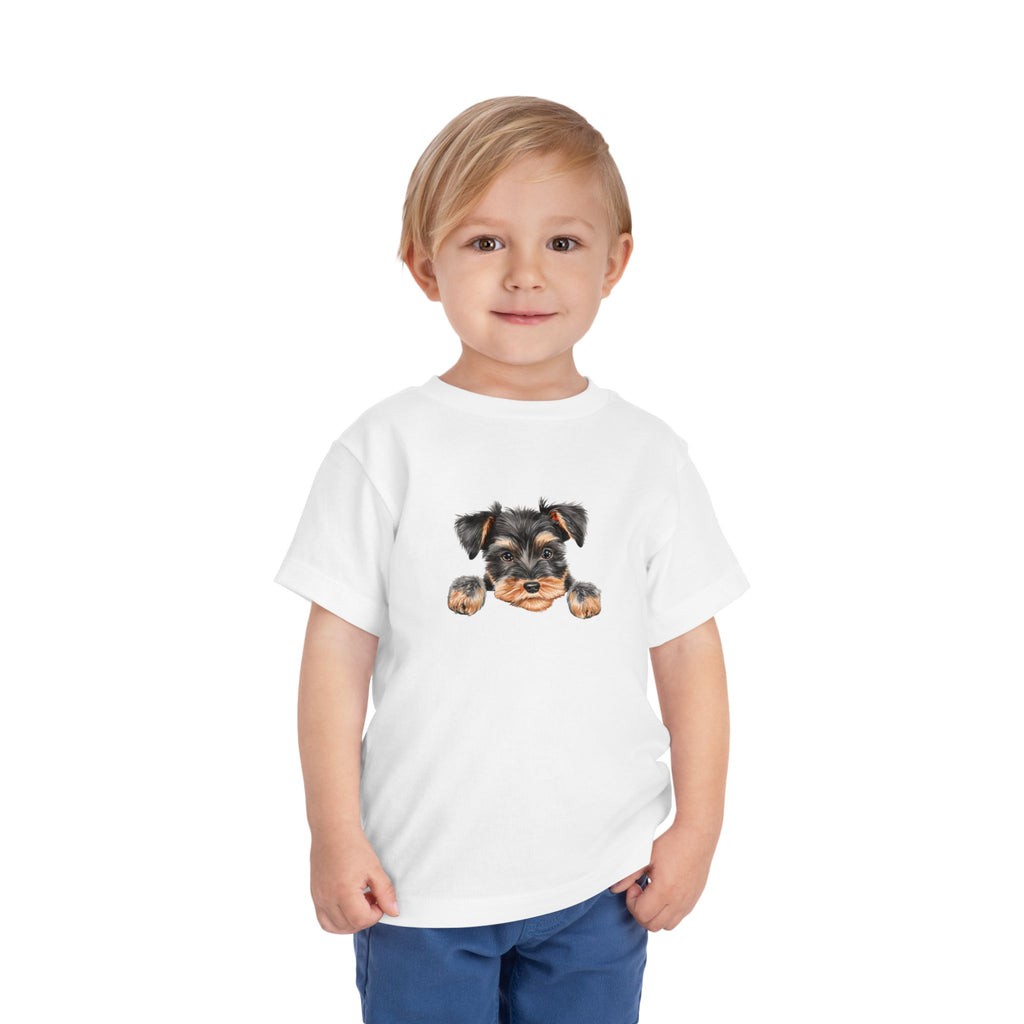 Toddler Tee — Cute Yorkie Puppy Peeking Graphic