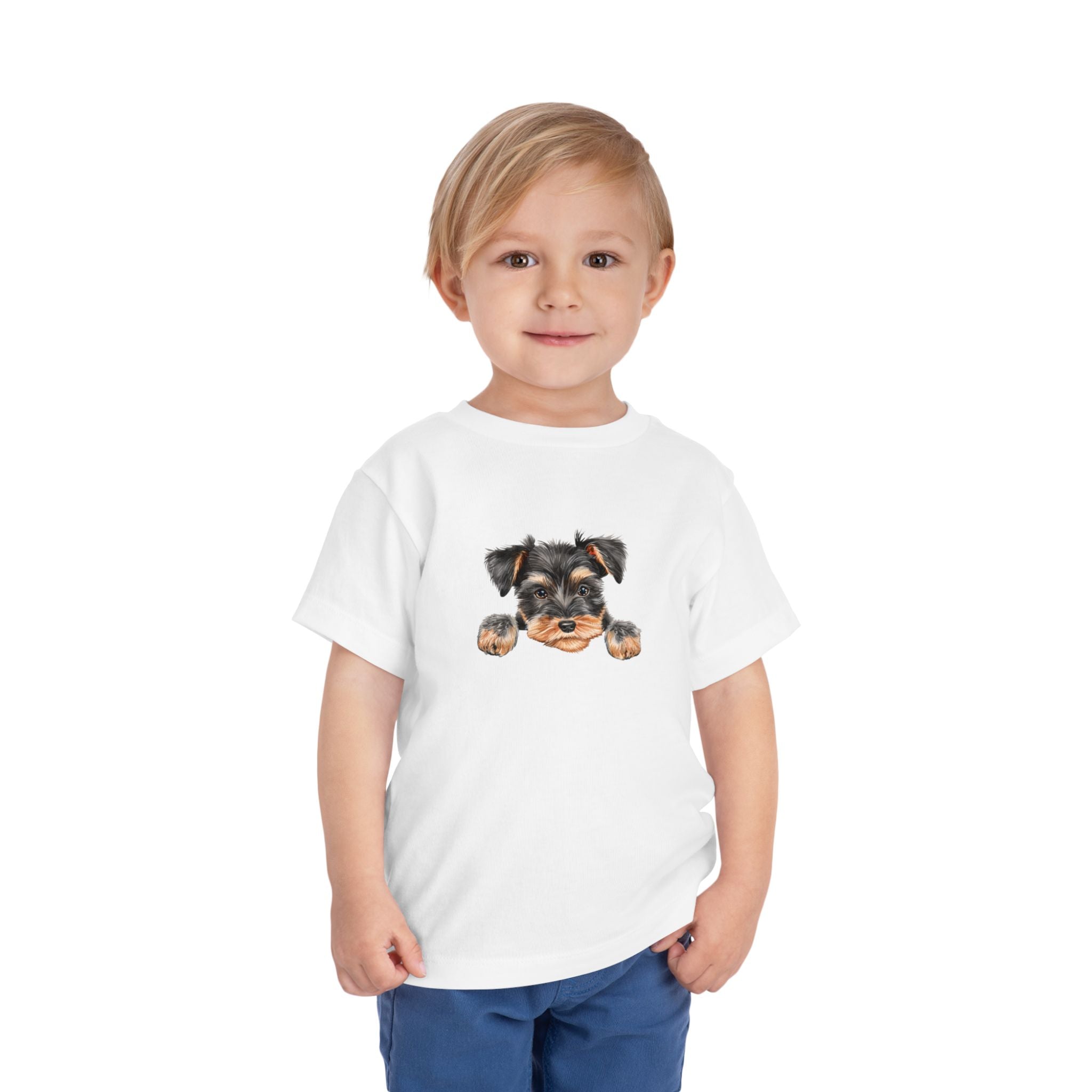 Toddler Tee — Cute Yorkie Puppy Peeking Graphic