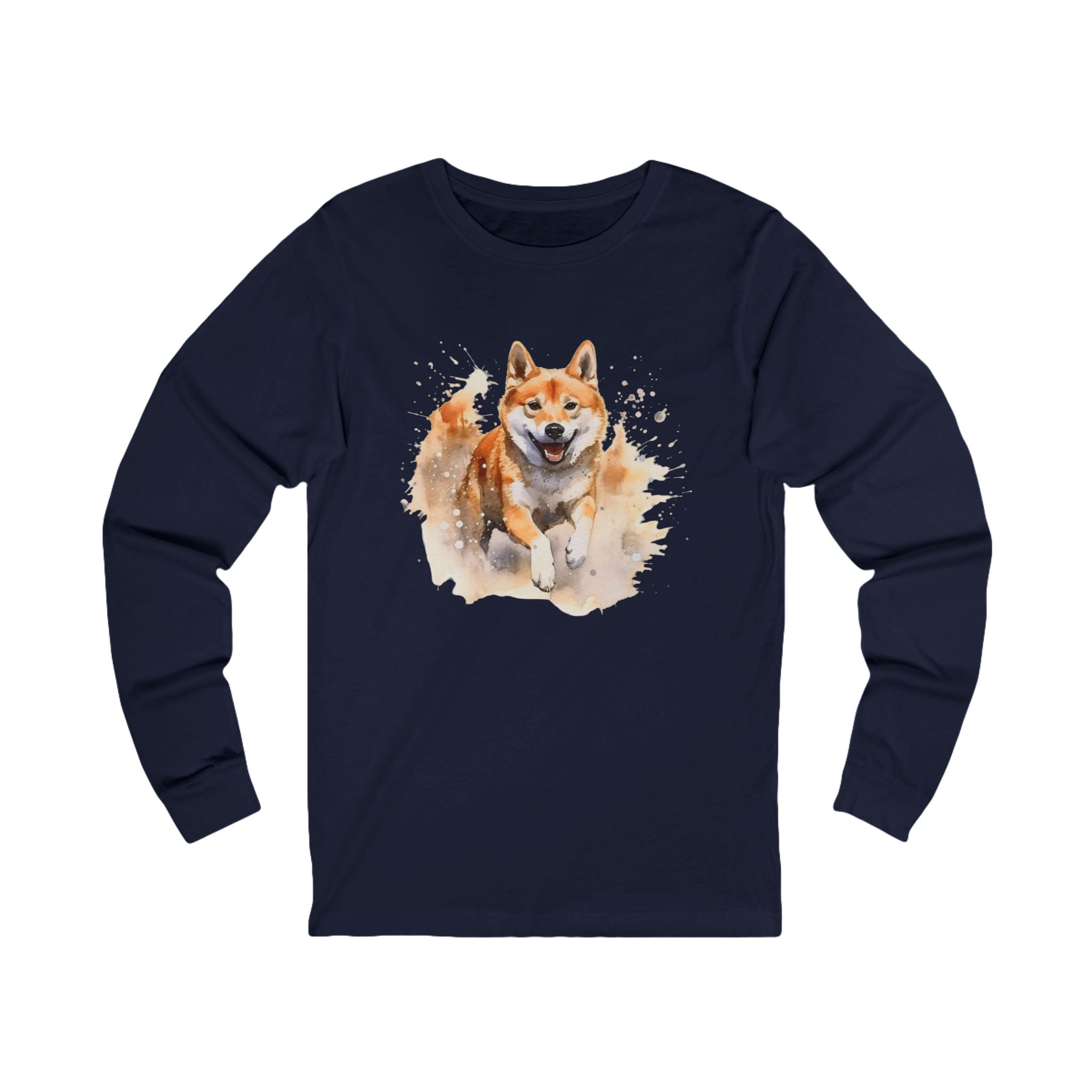 Shiba Inu Watercolor Long Sleeve Tee — Cute Dog Lover Shirt