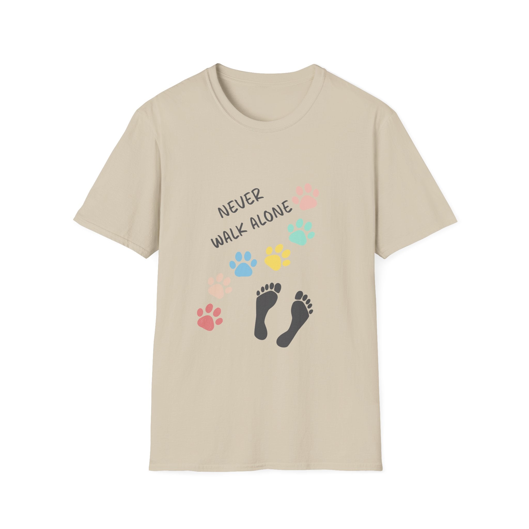 Never Walk Alone Paw & Footprint T-Shirt