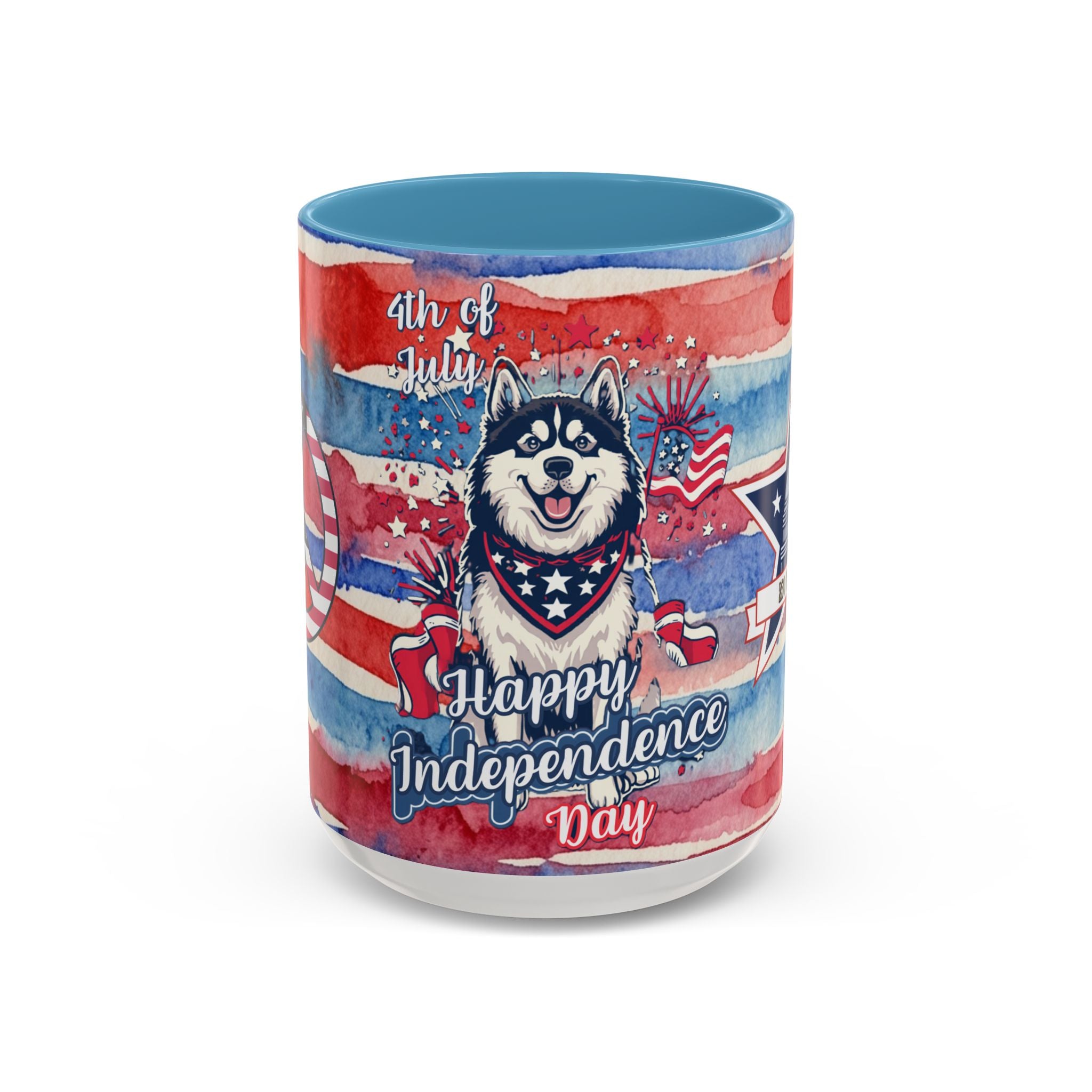 Independence Day Husky Coffee Mug — Happy 4th of July Patriotic Accent Mug (11/15oz)