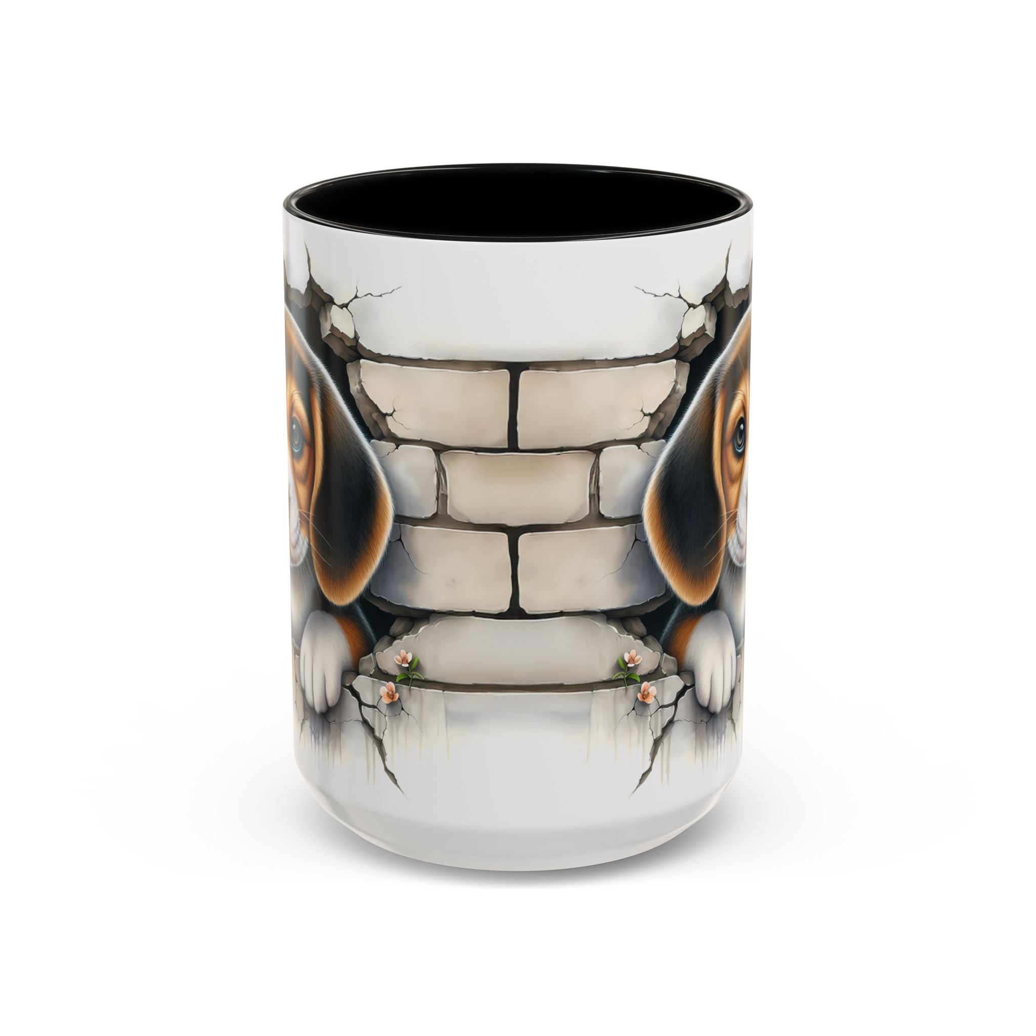 Beagle Puppy Peek Accent Coffee Mug – Cute Dog Gift (11/15 oz)