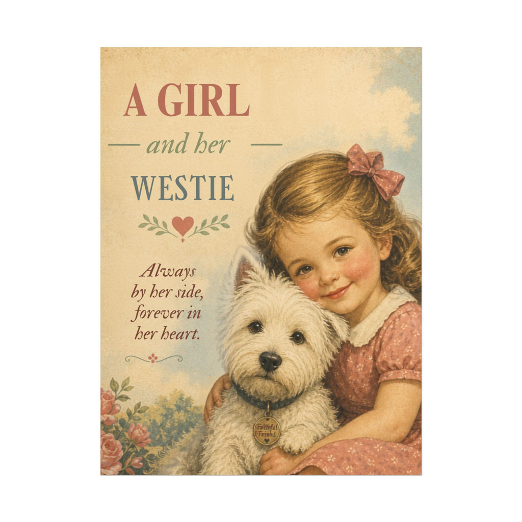 Westie Dog Poster — "A Girl and Her Westie" Vintage Art Print