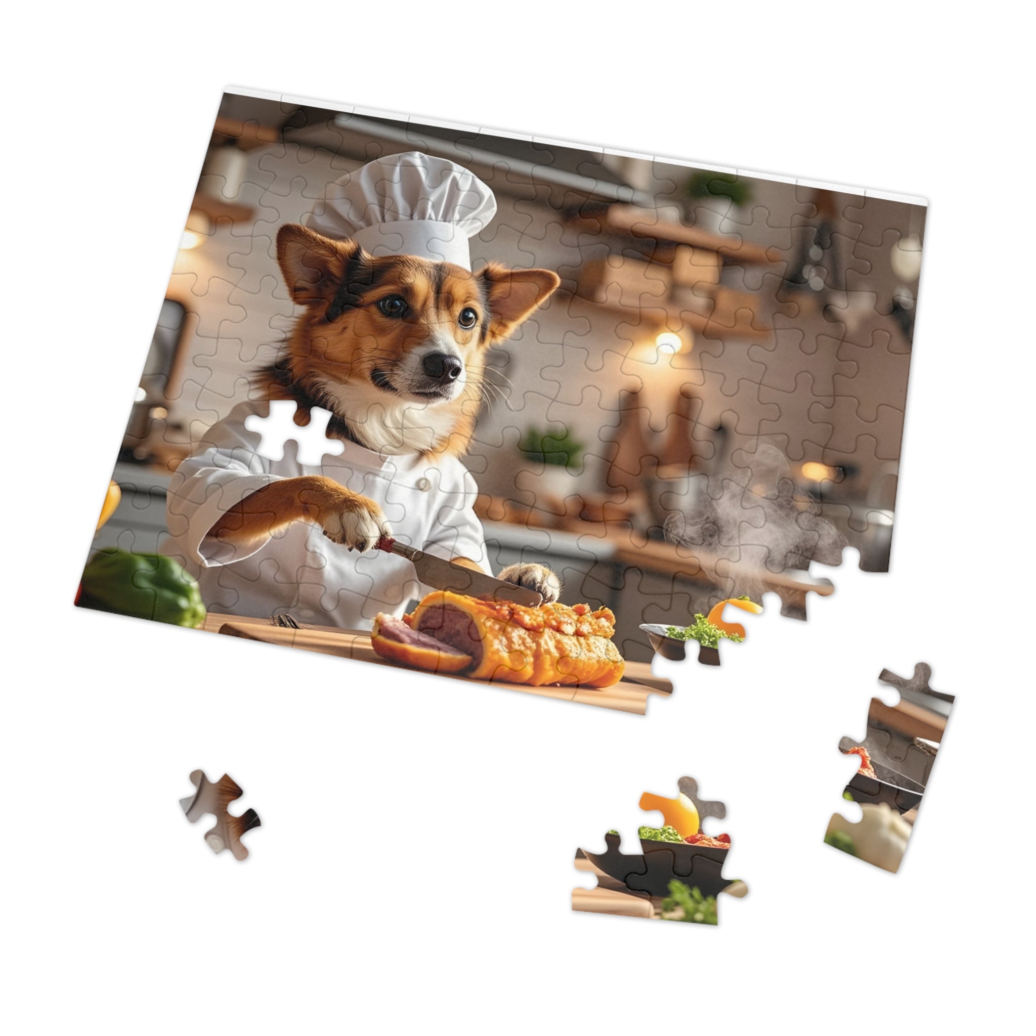 Corgi Chef Jigsaw Puzzle with Tin — Funny Dog Puzzle Gift for Kids & Adults