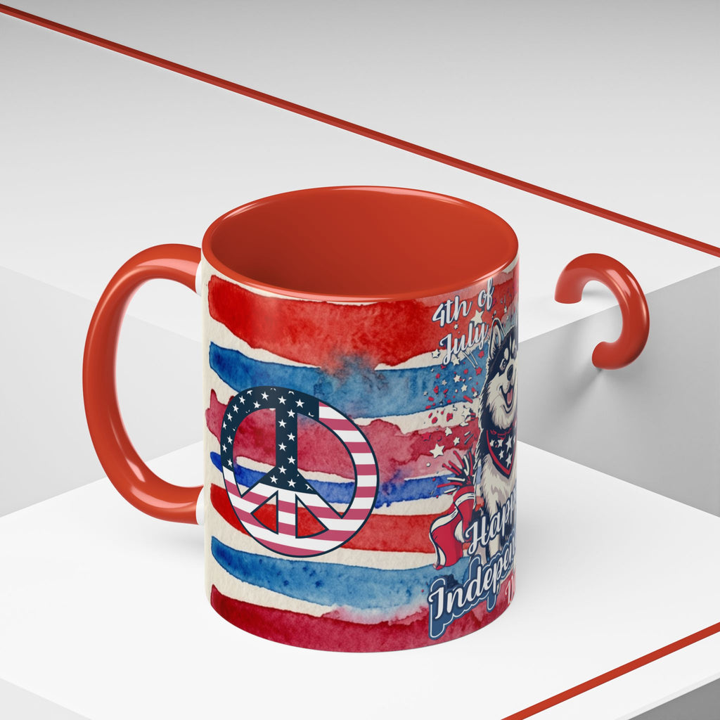 Independence Day Husky Coffee Mug — Happy 4th of July Patriotic Accent Mug (11/15oz)