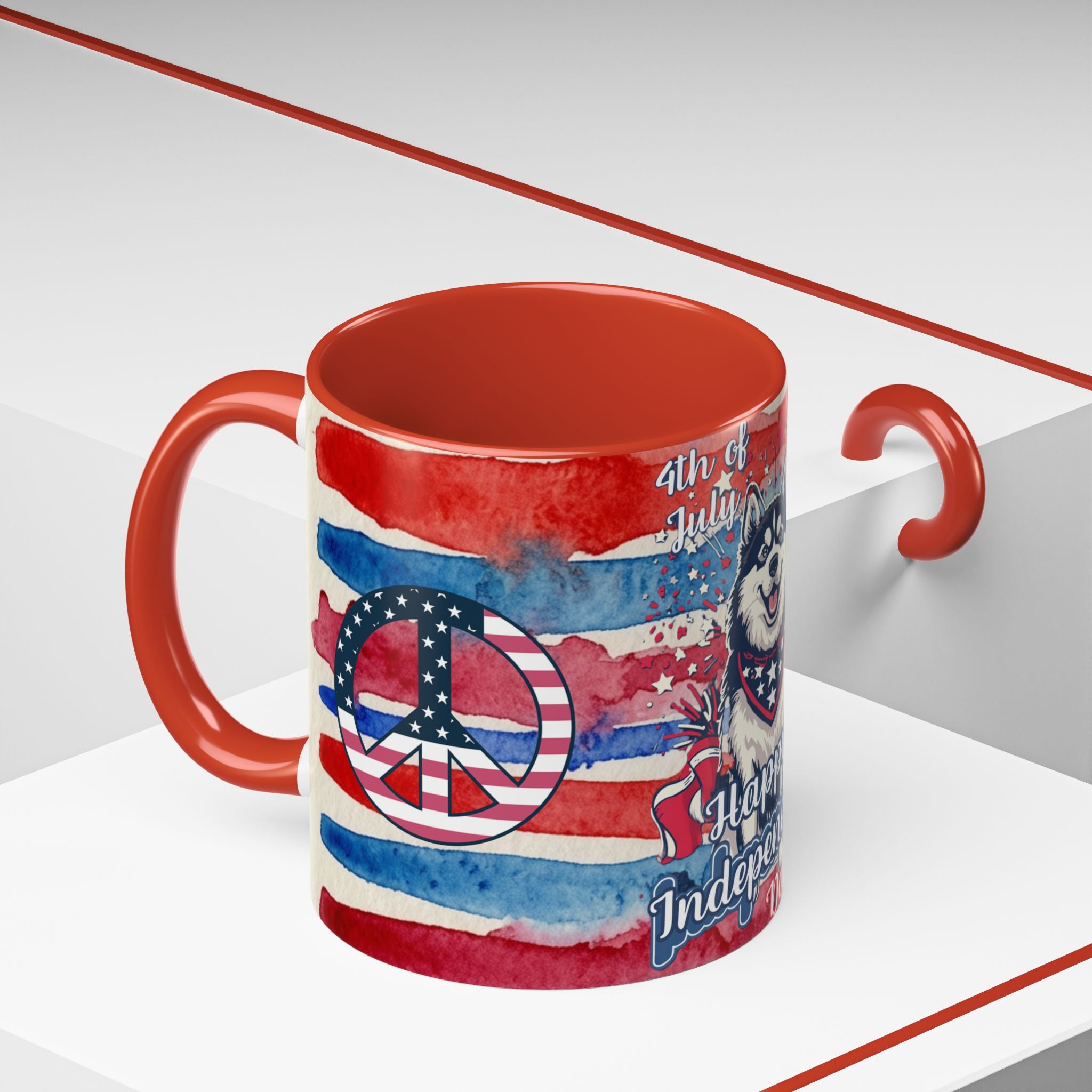 Independence Day Husky Coffee Mug — Happy 4th of July Patriotic Accent Mug (11/15oz)