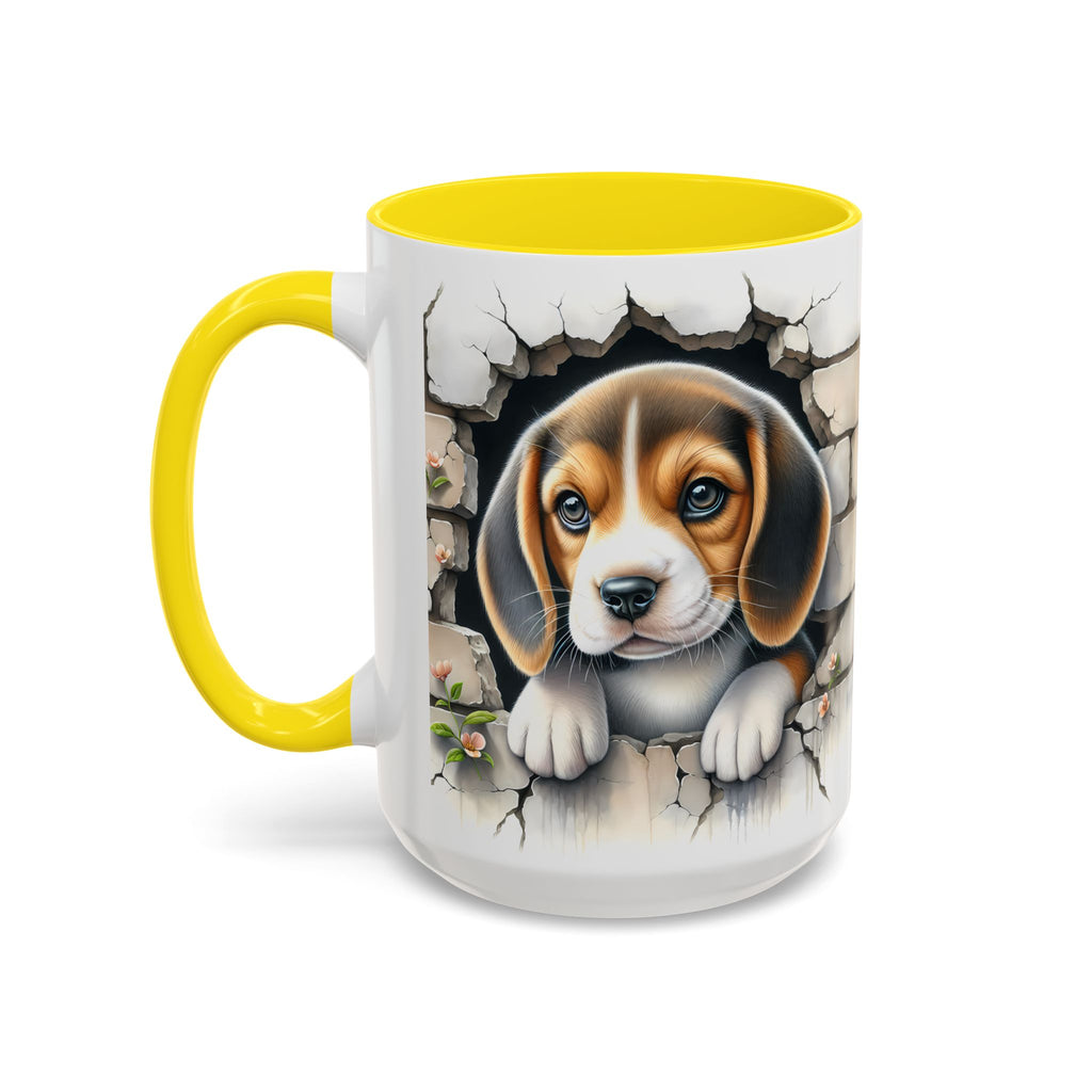 Beagle Puppy Peek Accent Coffee Mug – Cute Dog Gift (11/15 oz)