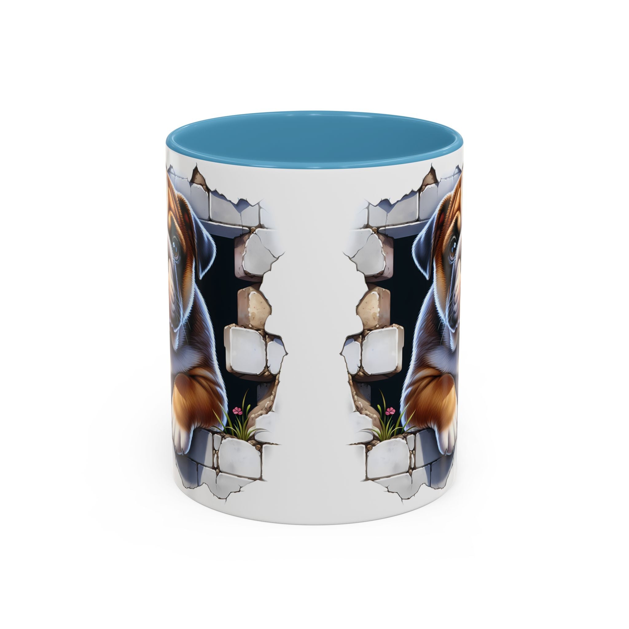 Bulldog Peek-A-Boo Accent Coffee Mug — Cute English Bulldog Coffee Cup (11/15 oz)