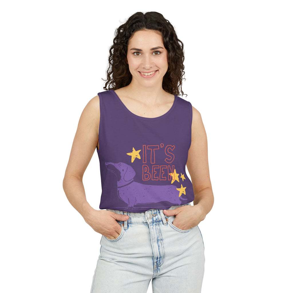 Dachshund Skateboard Tank — "It's Been a Looong Day" Cute Dog Graphic Tank Top