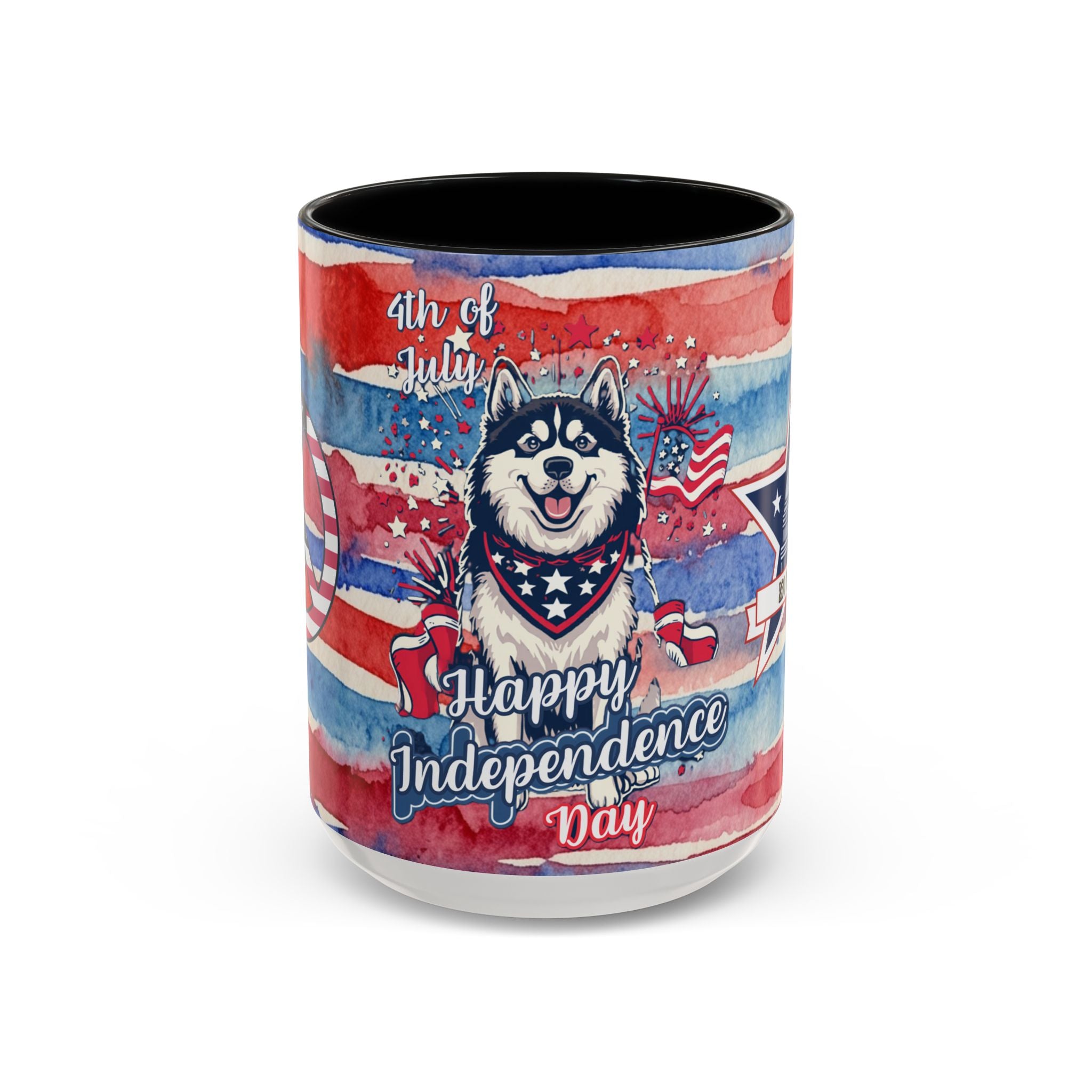 Independence Day Husky Coffee Mug — Happy 4th of July Patriotic Accent Mug (11/15oz)