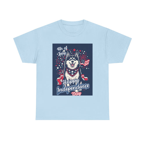 4th of July Husky T-Shirt – Happy Independence Day Patriotic Dog Tee