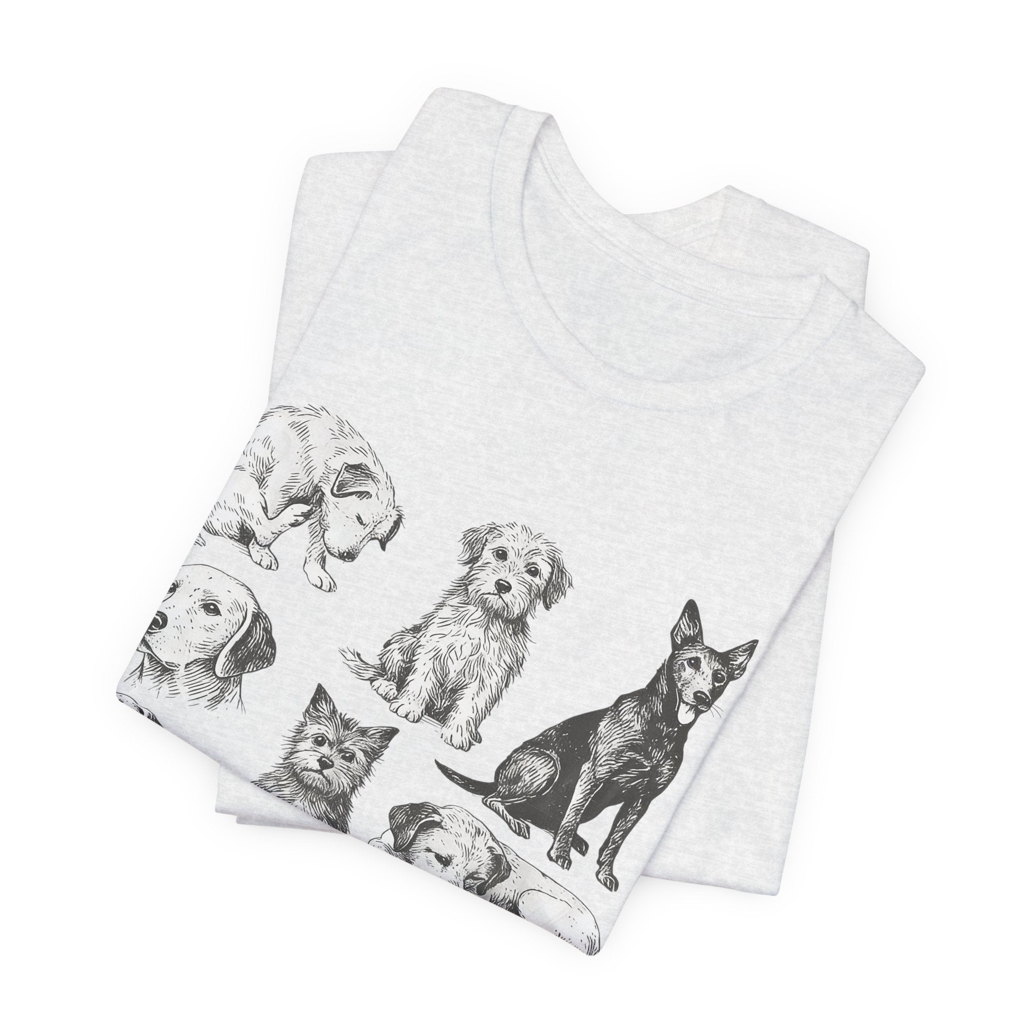 Dog Breed Sketches T-Shirt — Hand-Drawn Puppy Portraits Tee