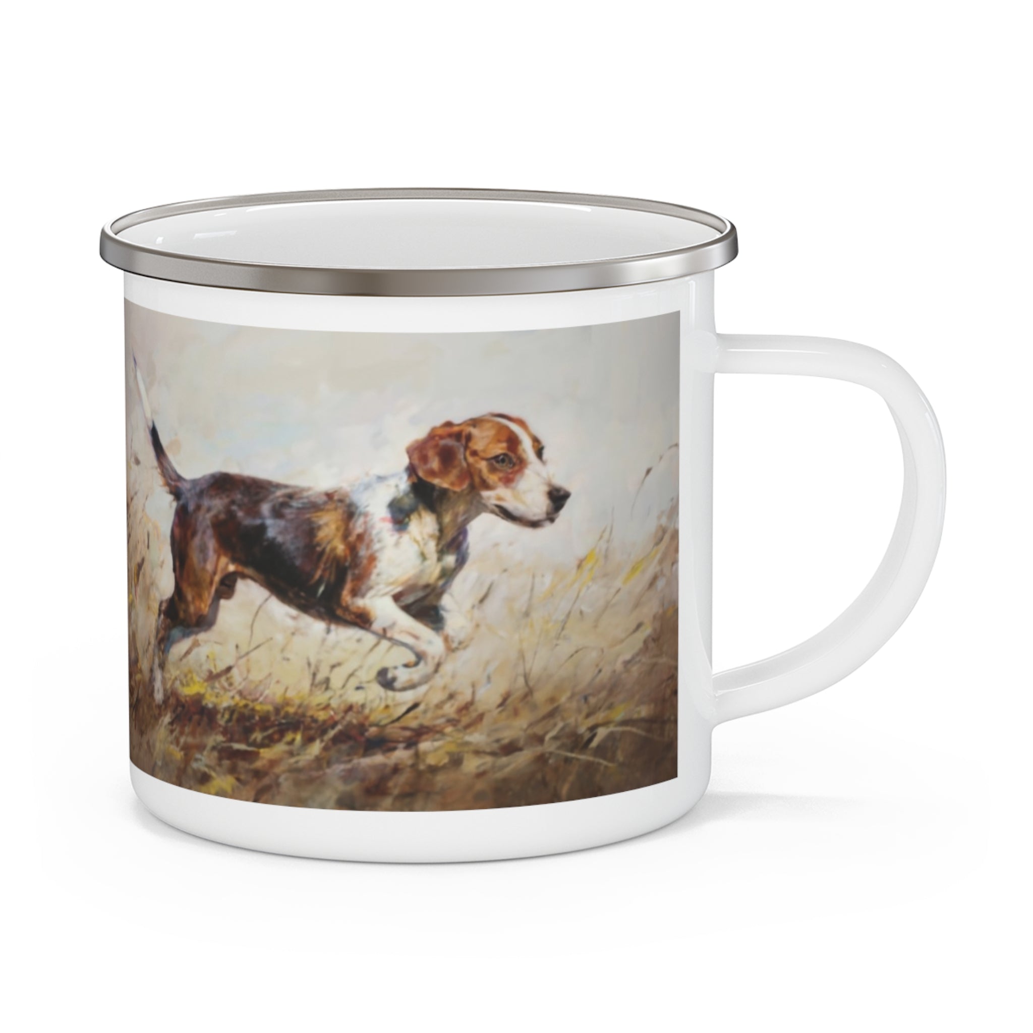 Enamel Mug — Vintage Hunting Dog Camp Coffee Cup