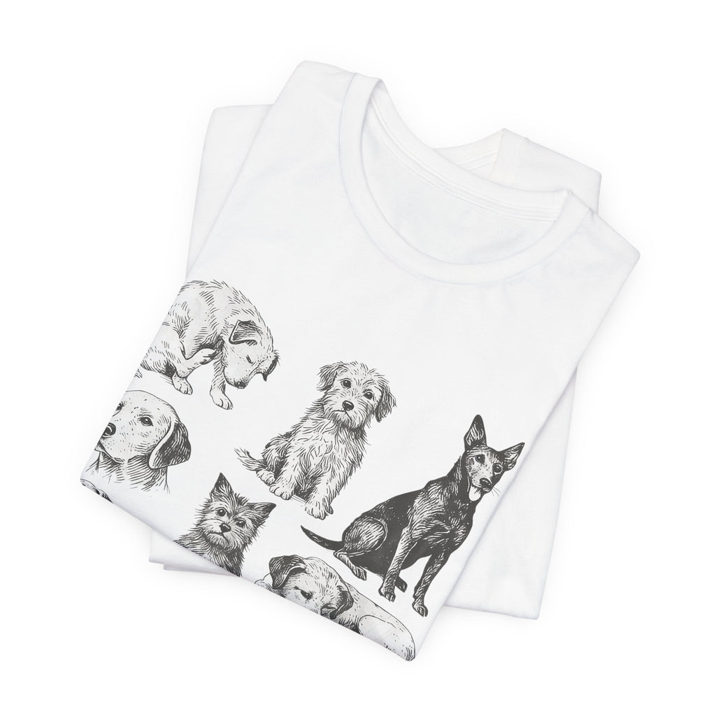 Dog Breed Sketches T-Shirt — Hand-Drawn Puppy Portraits Tee
