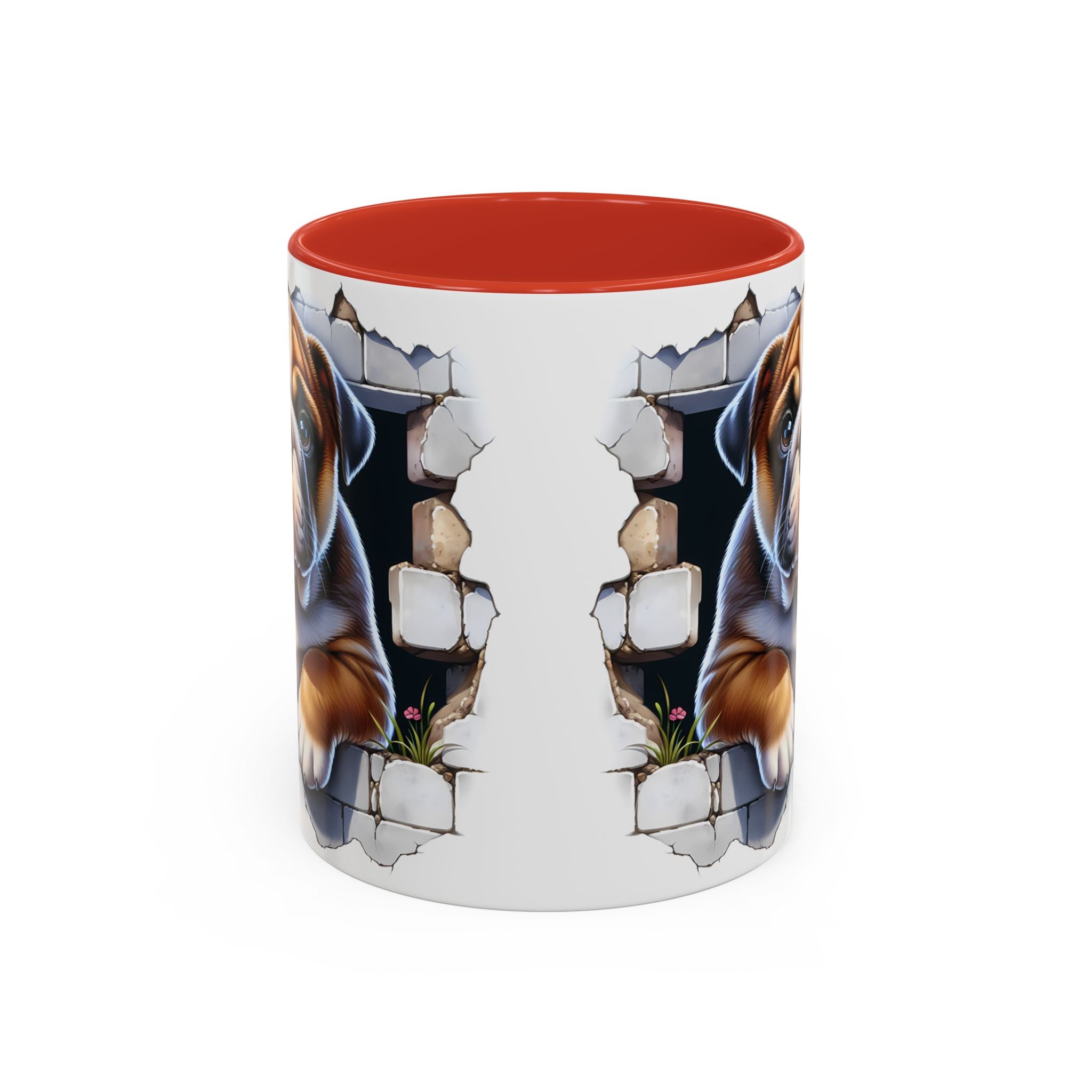 Bulldog Peek-A-Boo Accent Coffee Mug — Cute English Bulldog Coffee Cup (11/15 oz)