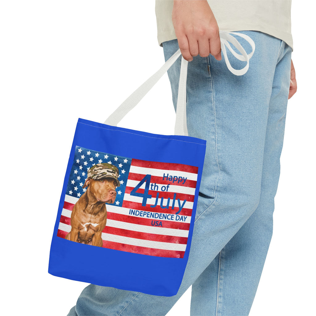 Independence Day Dog Tote Bag — Happy 4th of July USA Flag Tote
