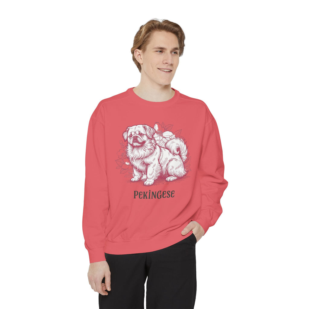 Pekingese Floral Sweatshirt — Vintage Sketch Dog Crewneck