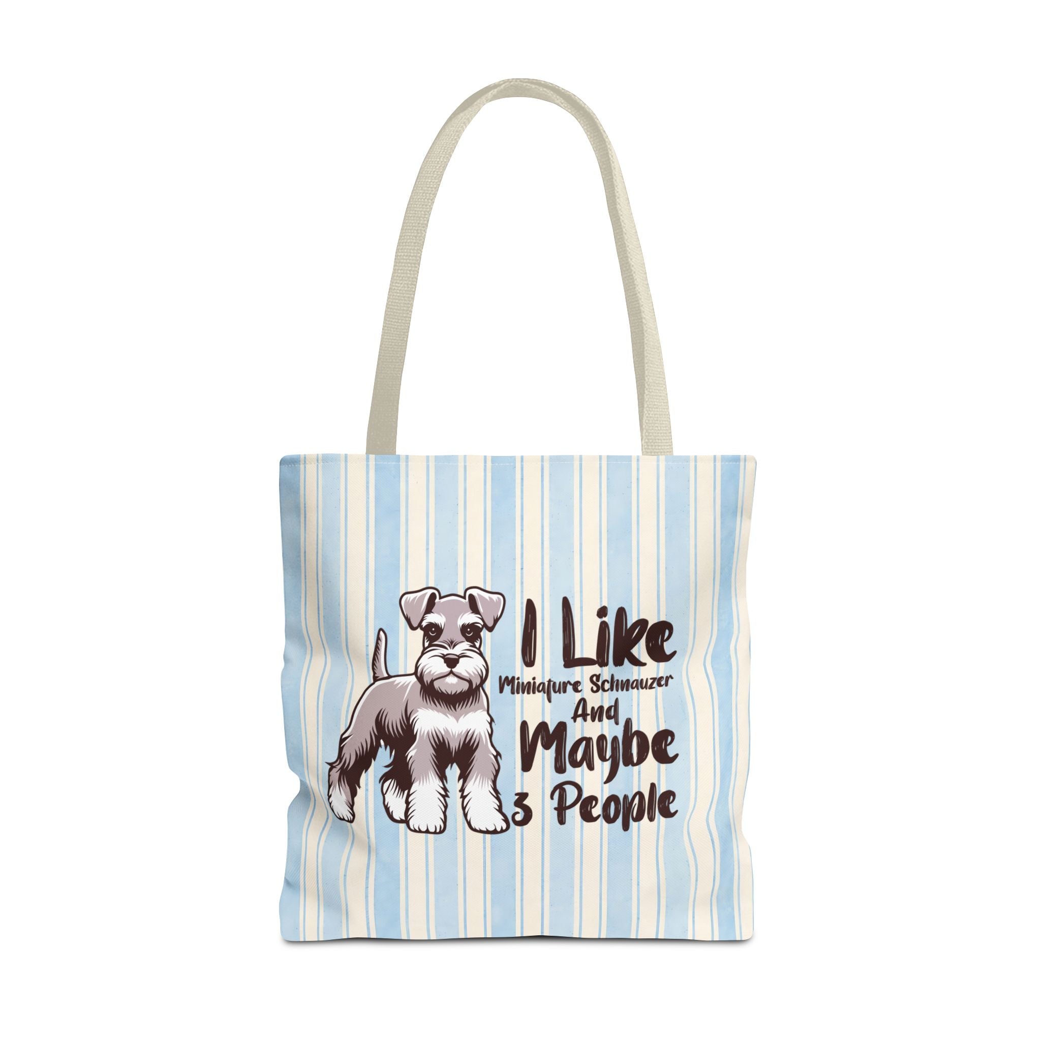 Miniature Schnauzer Tote Bag – "I Like Miniature Schnauzers and Maybe 3 People" Striped Canvas Tote