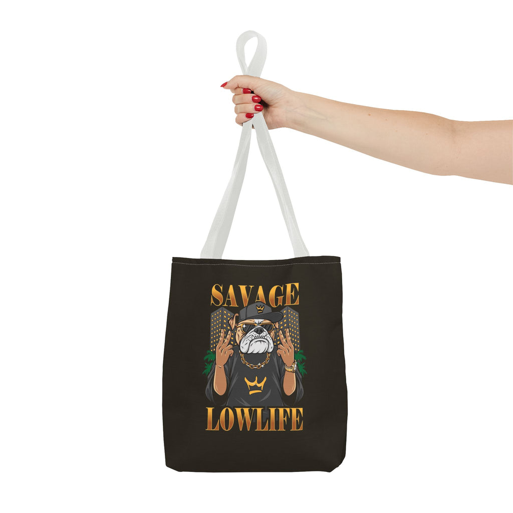 Savage Lowlife Graphic Tote Bag — Urban Bulldog Design, Streetwear Everyday Carry