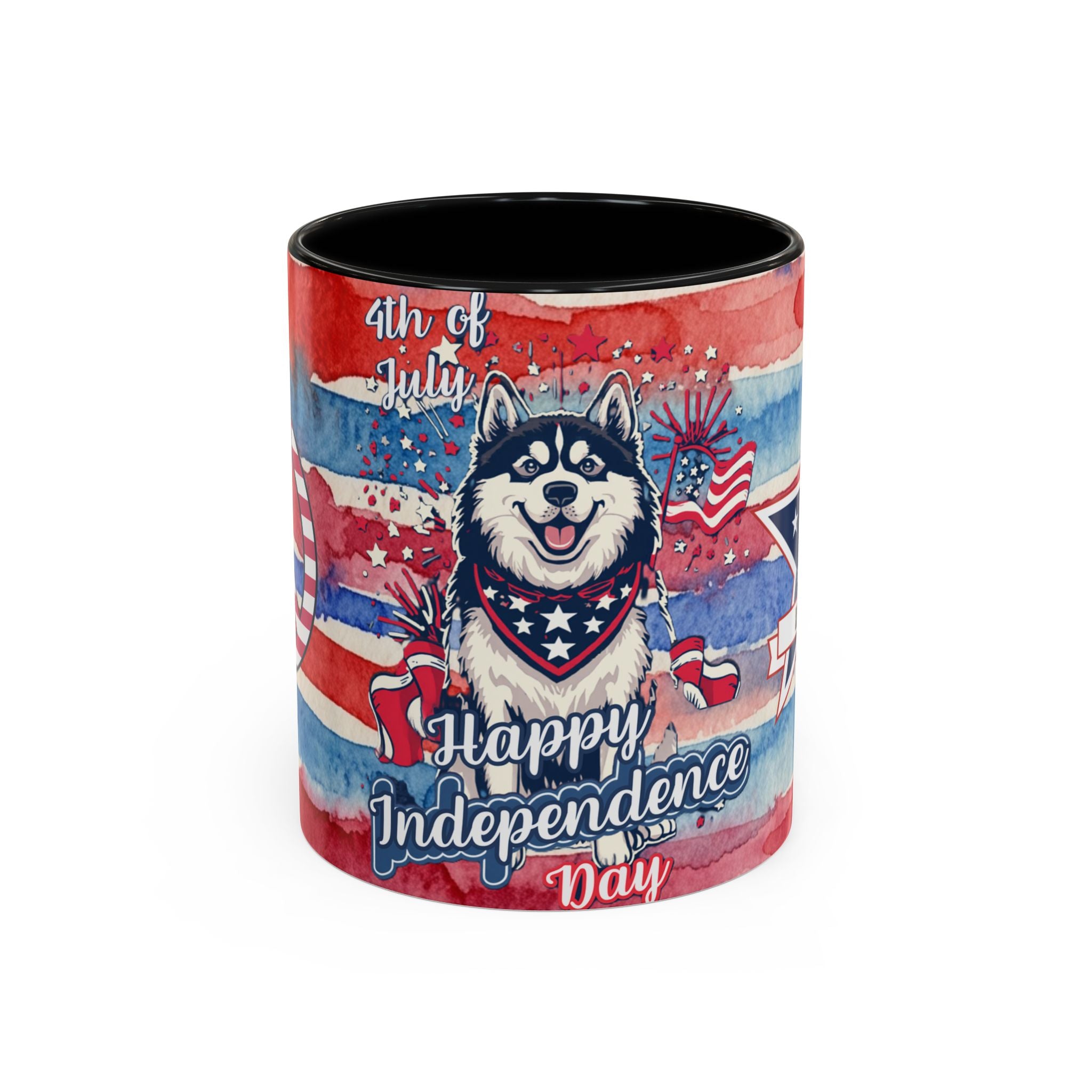 Independence Day Husky Coffee Mug — Happy 4th of July Patriotic Accent Mug (11/15oz)