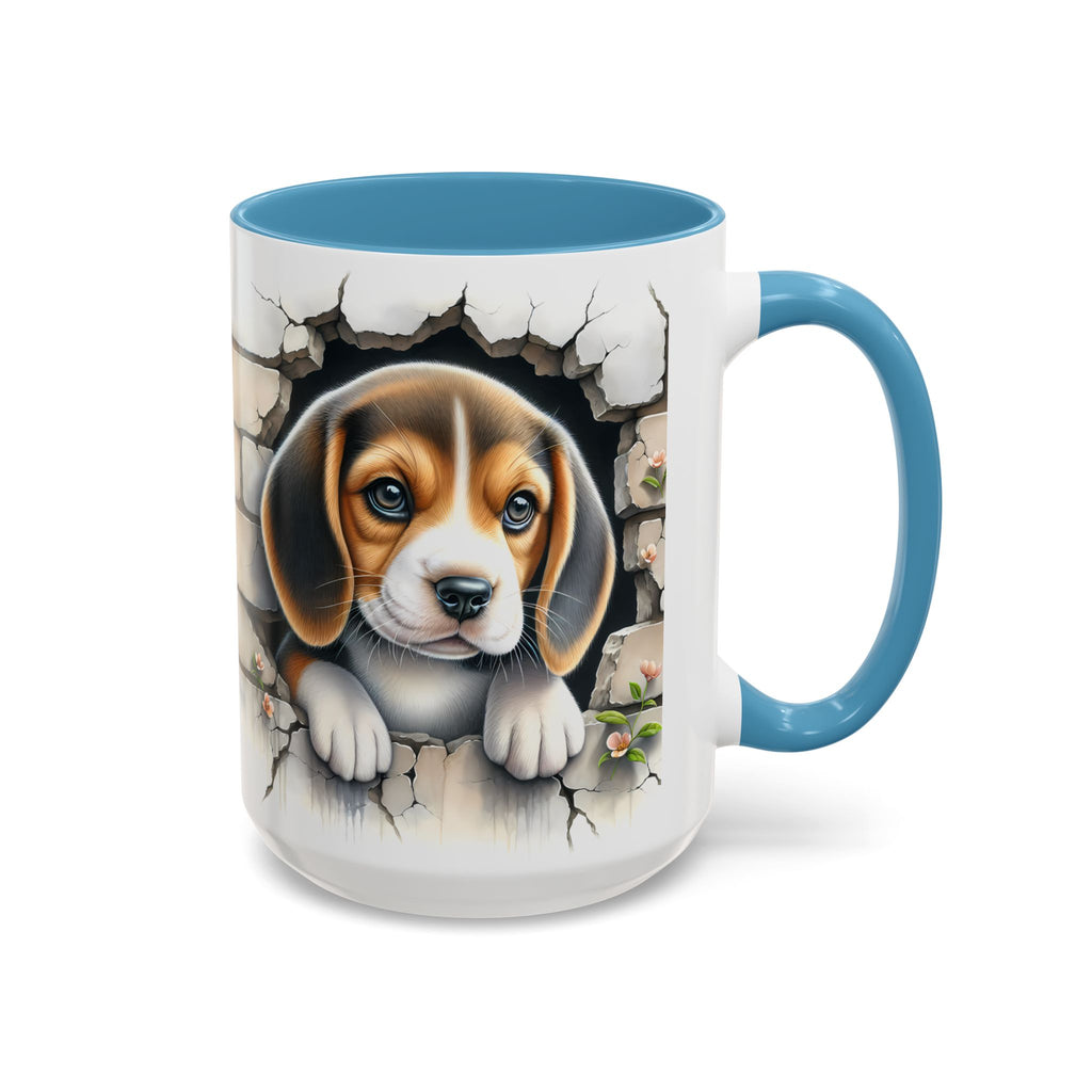 Beagle Puppy Peek Accent Coffee Mug – Cute Dog Gift (11/15 oz)