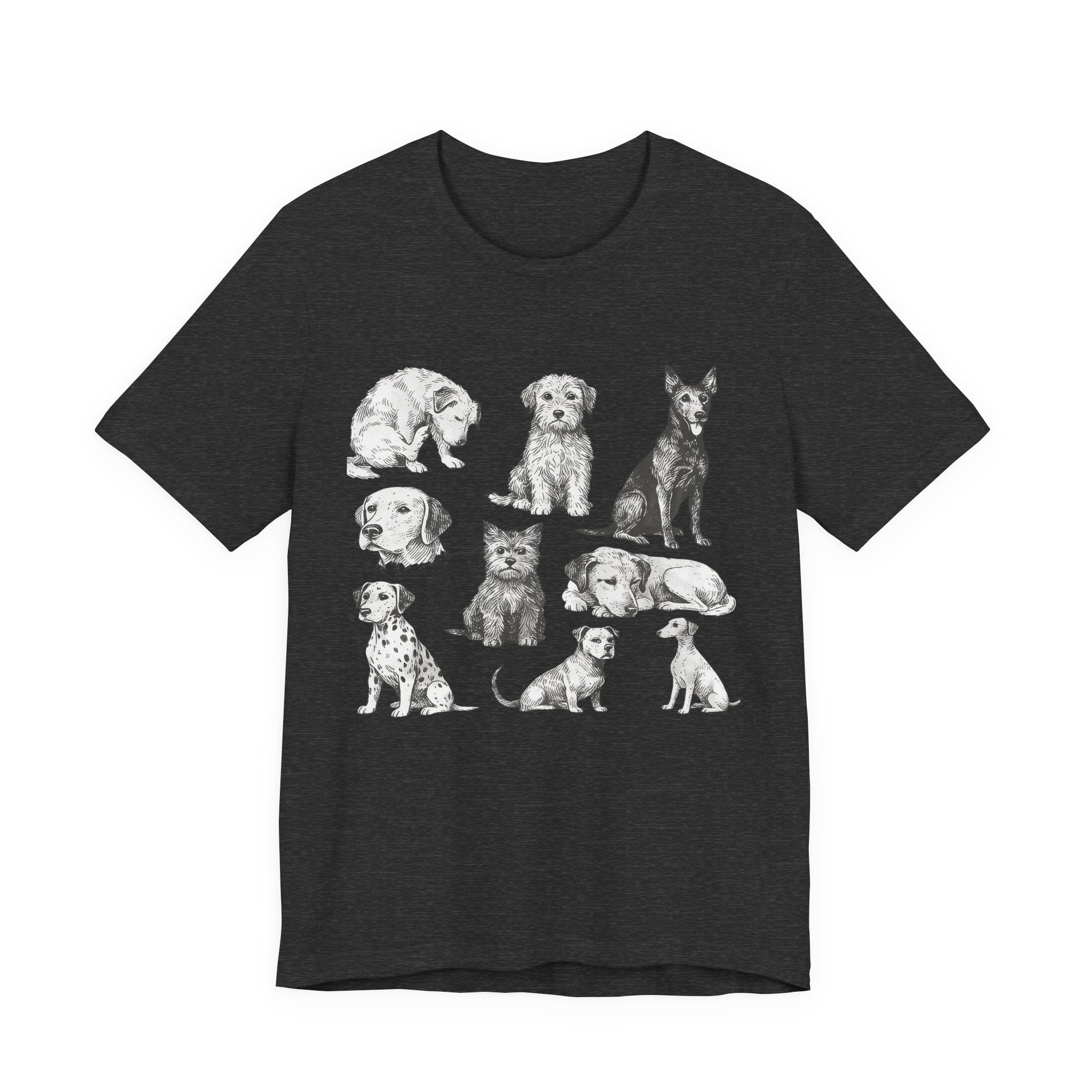 Dog Breed Sketches T-Shirt — Hand-Drawn Puppy Portraits Tee
