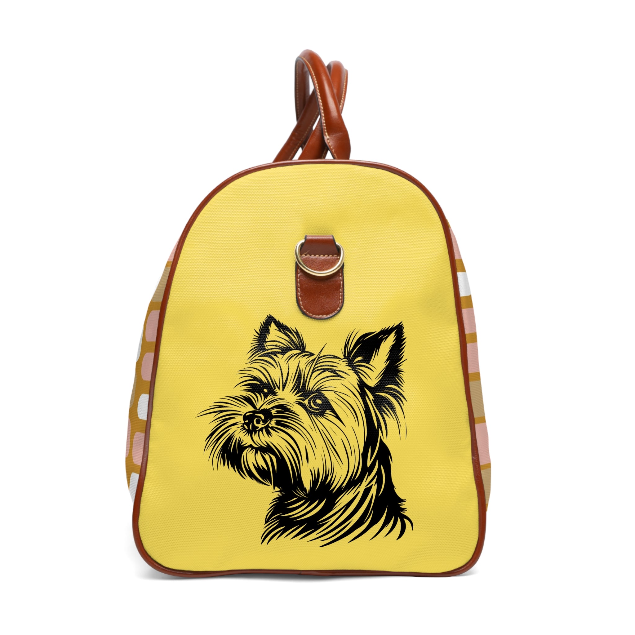 Yorkshire Terrier Floral Waterproof Travel Bag — Mustard Dog Weekender Duffel
