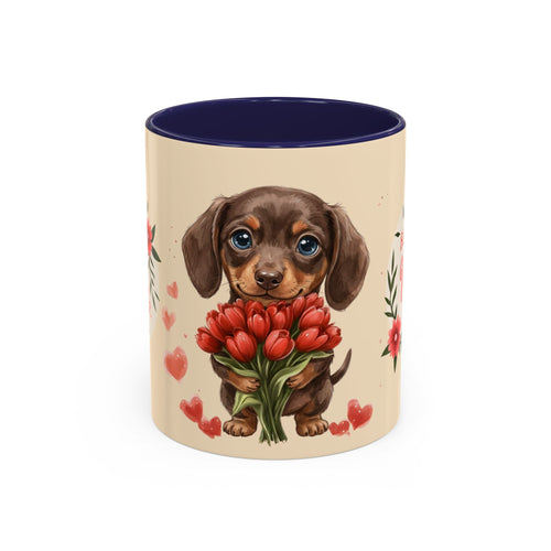 Best Mom Ever Coffee Mug — Cute Dachshund with Tulips