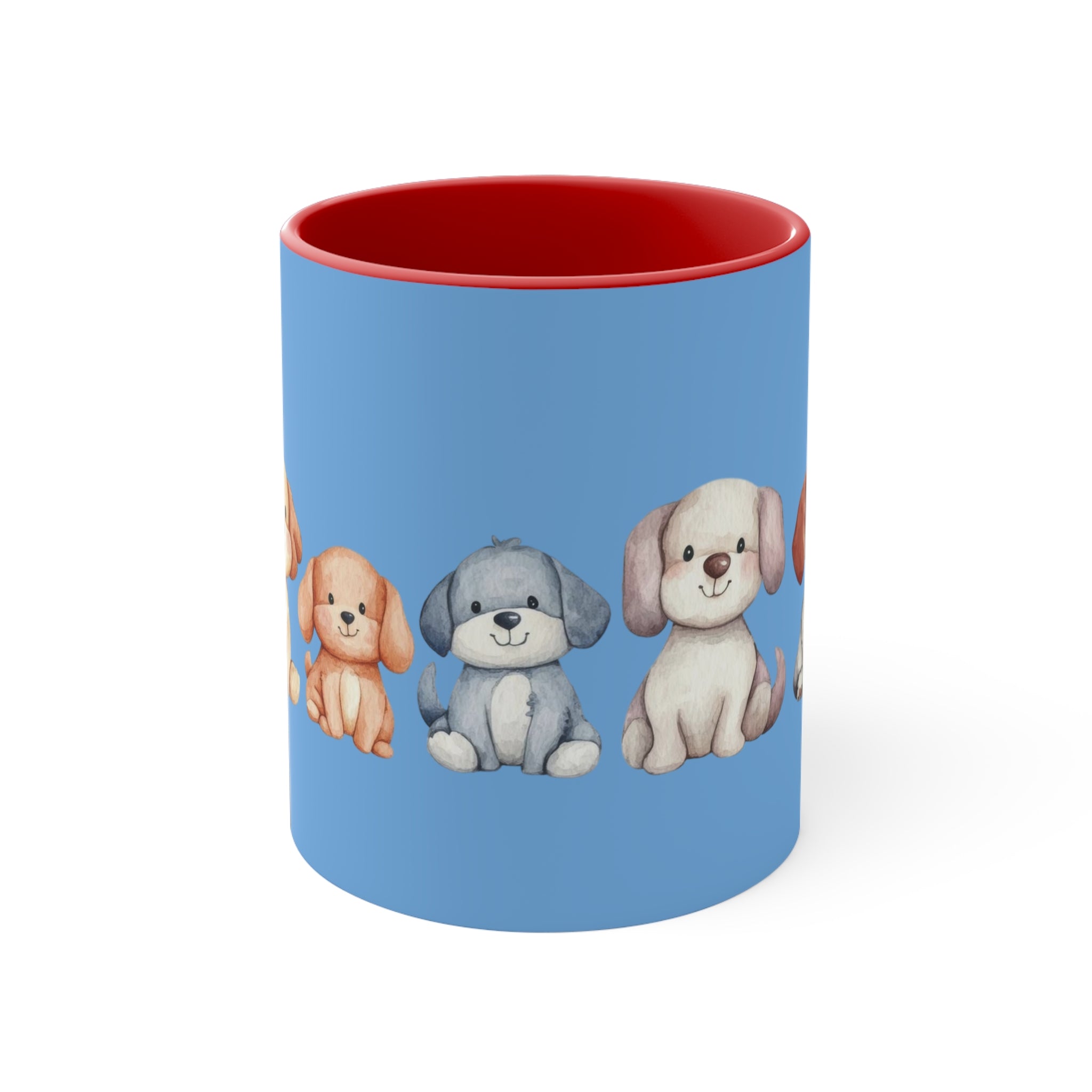 Cute Puppy Pattern Accent Mug — 11oz Colorful Dog Coffee Cup