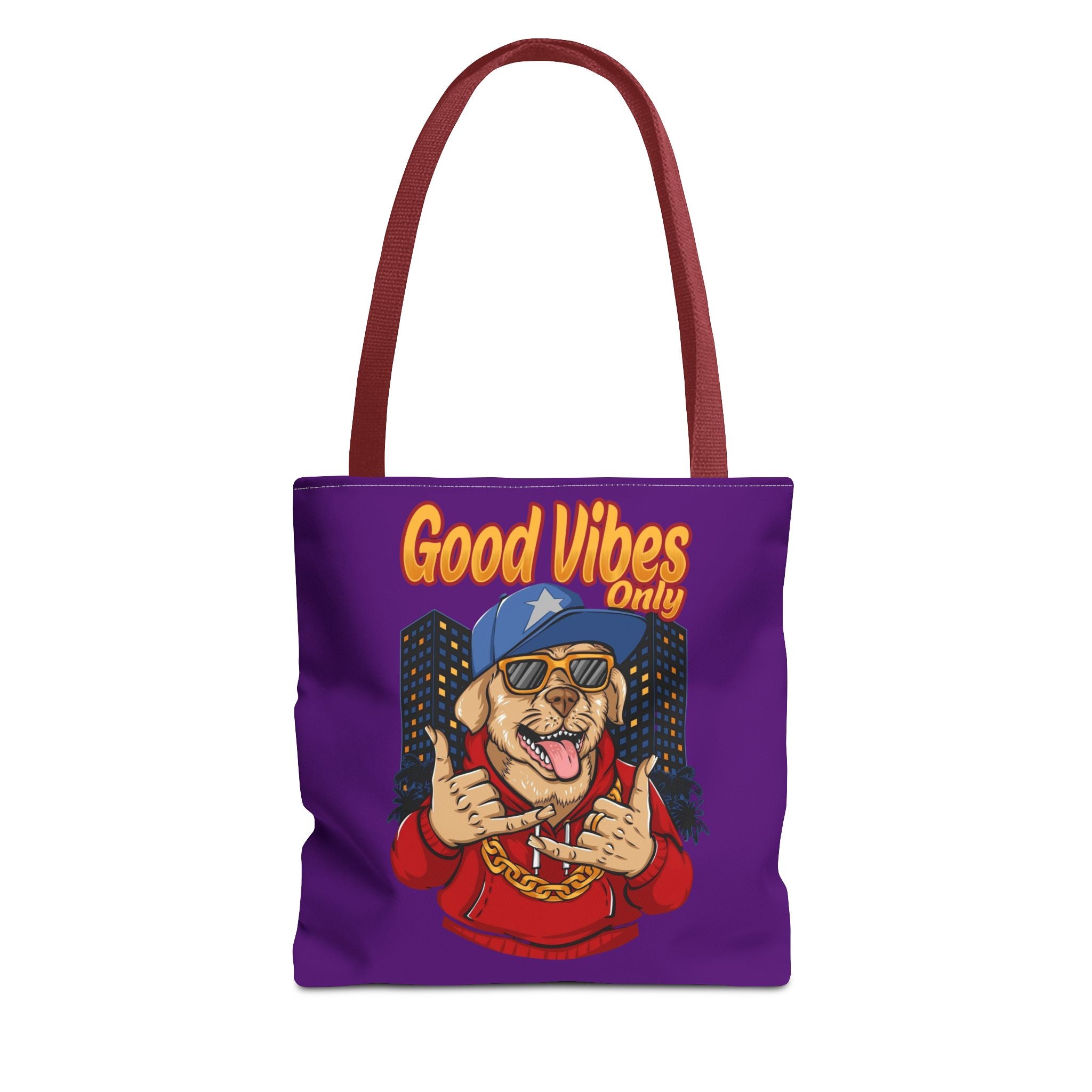 Good Vibes Only Dog Tote Bag — Cute Hipster Pup Graphic Canvas Tote