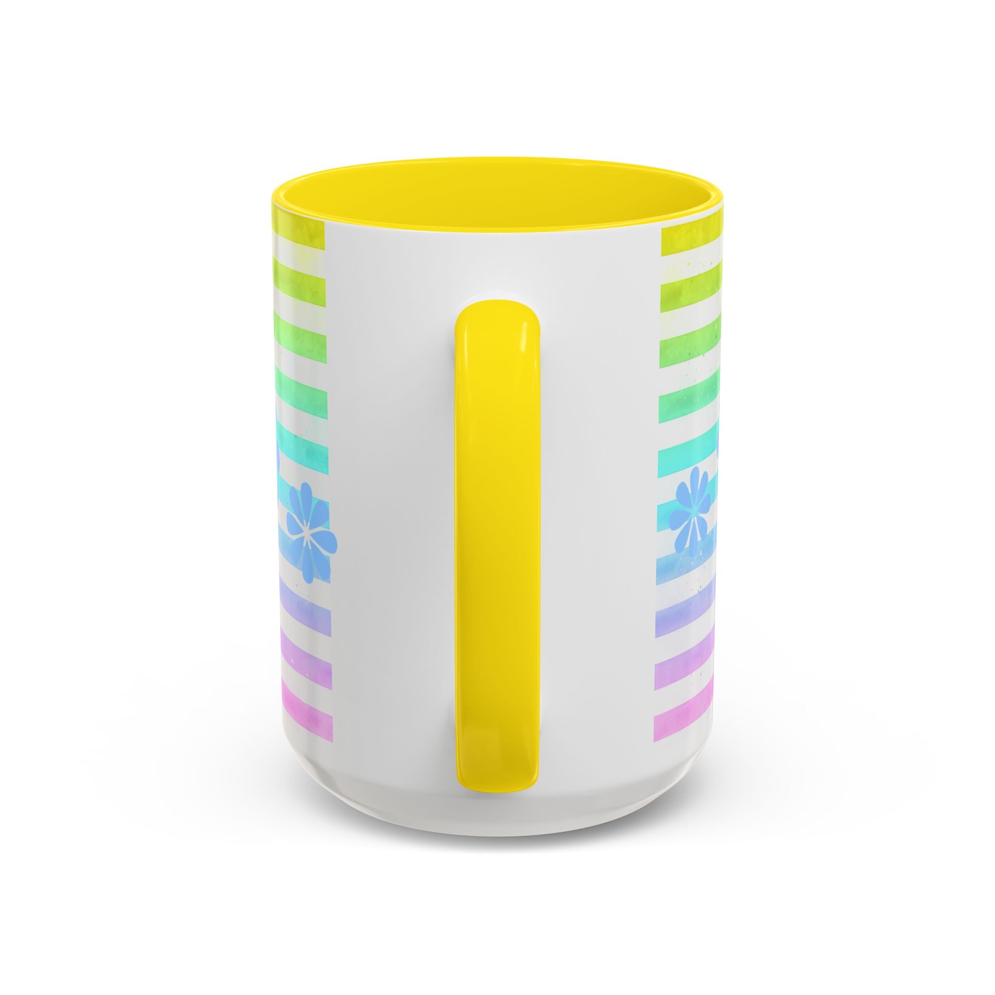 Maltese Dog Coffee Mug — Cute White Pup on Rainbow Stripes
