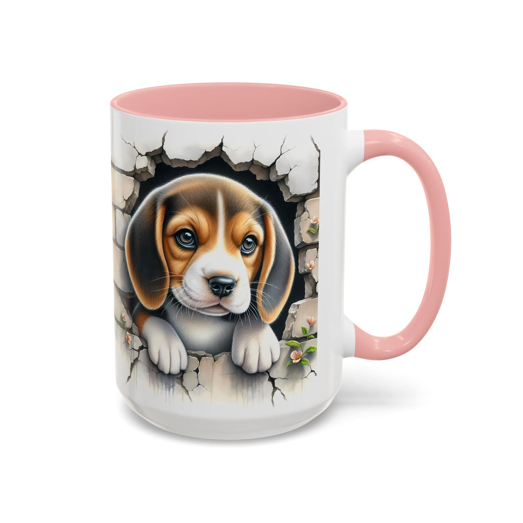 Beagle Puppy Peek Accent Coffee Mug – Cute Dog Gift (11/15 oz)