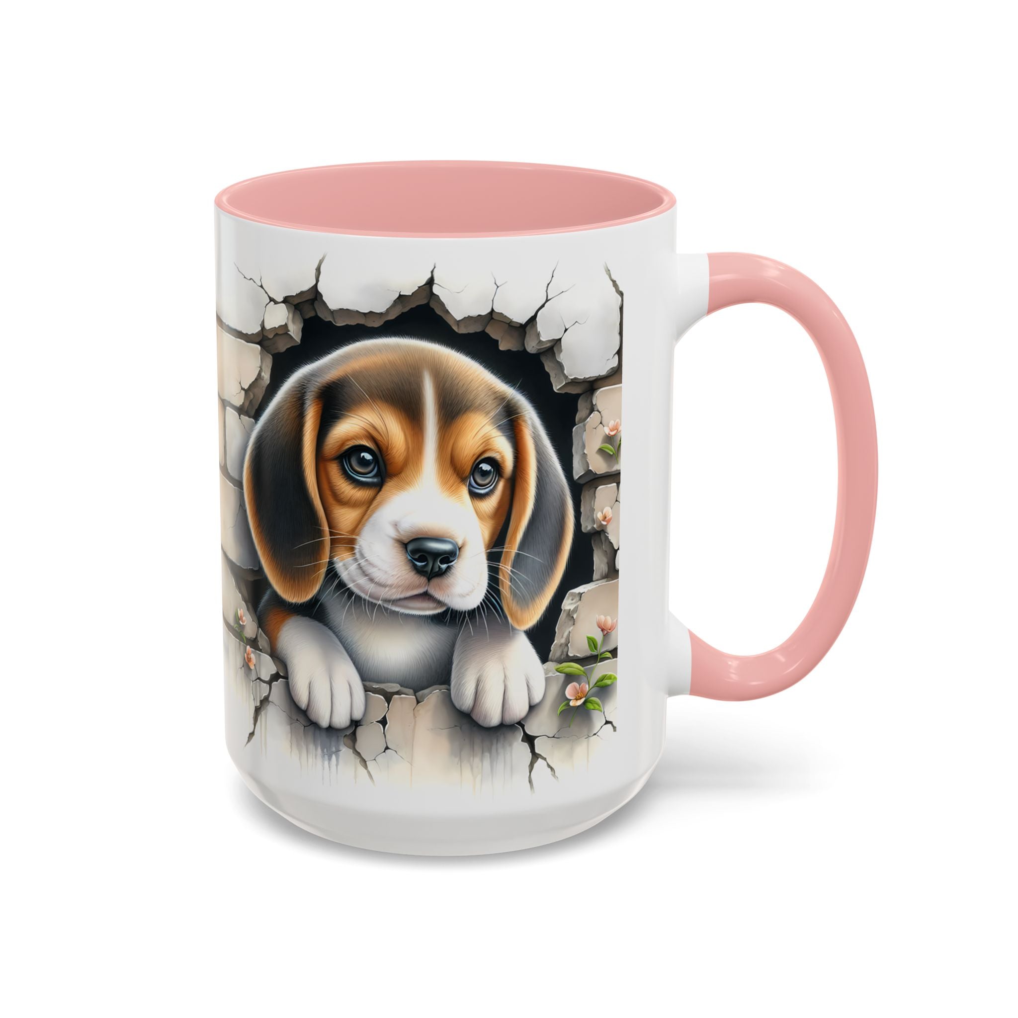 Beagle Puppy Peek Accent Coffee Mug – Cute Dog Gift (11/15 oz)