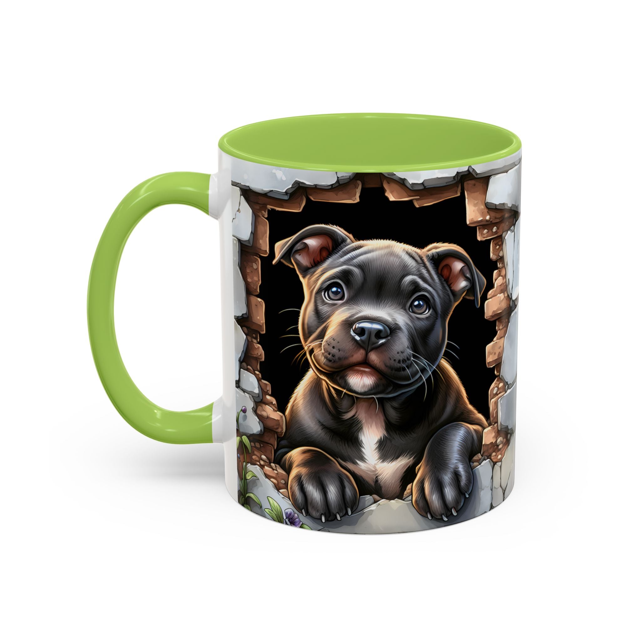 Pit Bull Puppy Peek Accent Coffee Mug – Cute Dog Lover Gift (11/15oz)
